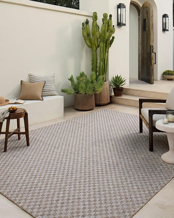 Loloi Amber Lewis Topanga Collection TOP-02 Natural/Silver 5'-3" x 7'-6" Indoor/Outdoor Area Rug
