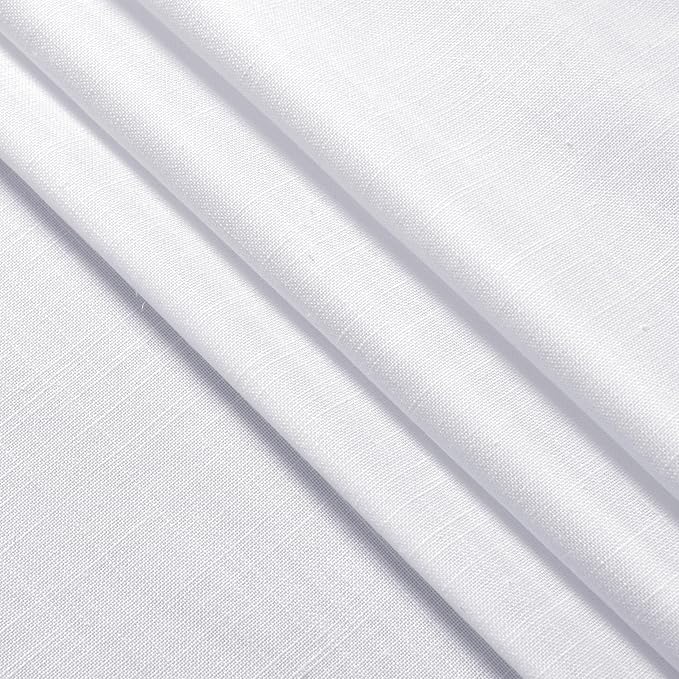Snow White Linen Curtains 63 Inch Length for Living Room Light Filtering Semi Sheer Curtain Back Tab Luxury Neutral Coastal Modern Farmhouse Decor Drapes for Bedroom Dinner Room 52x63, 2 Panels