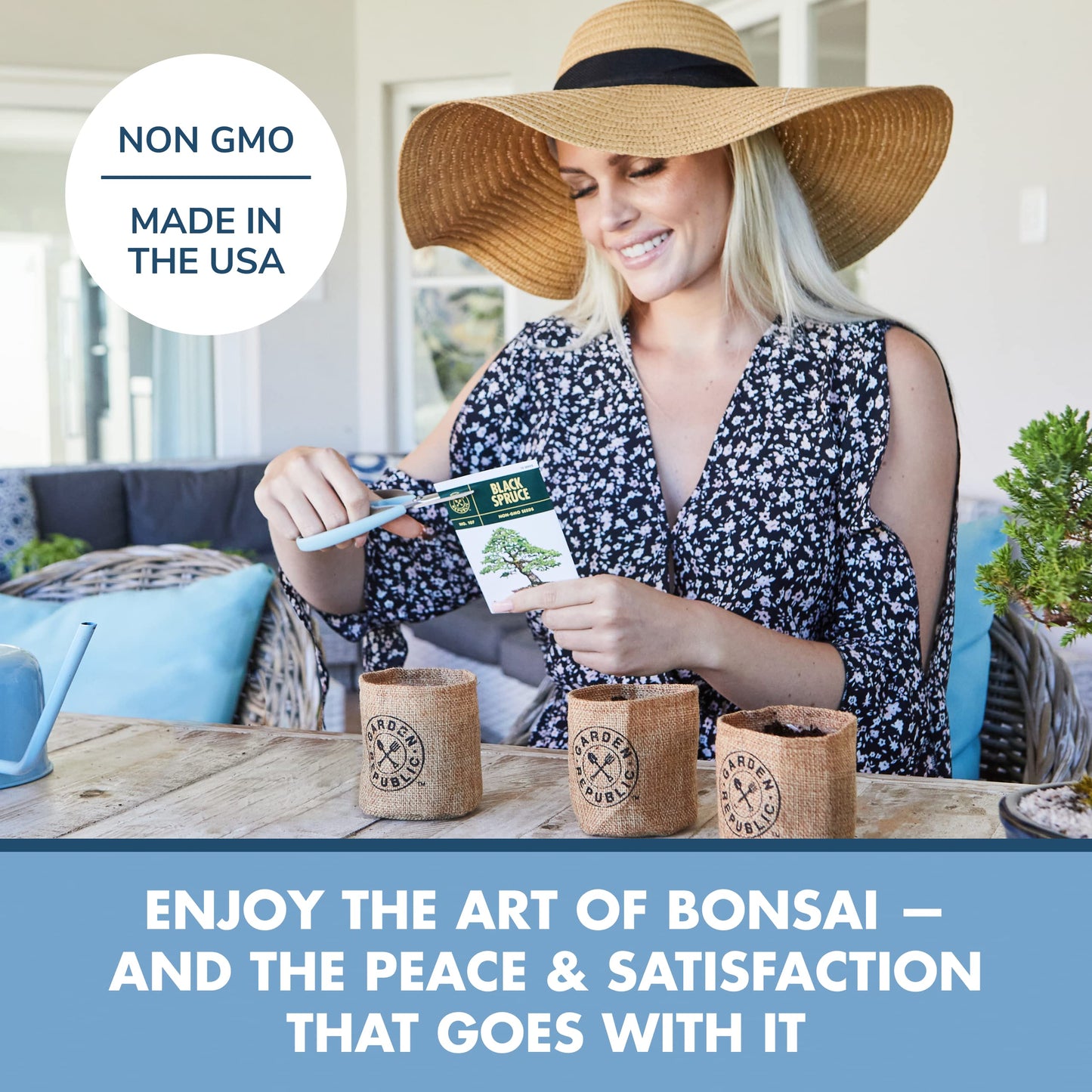 Garden Republic Bonsai Tree Kit - Mini Bonsai Seeds, 3 Types - for Indoor Plant Growing - Starter Kit with Seeds, Soil, Planters & Shears