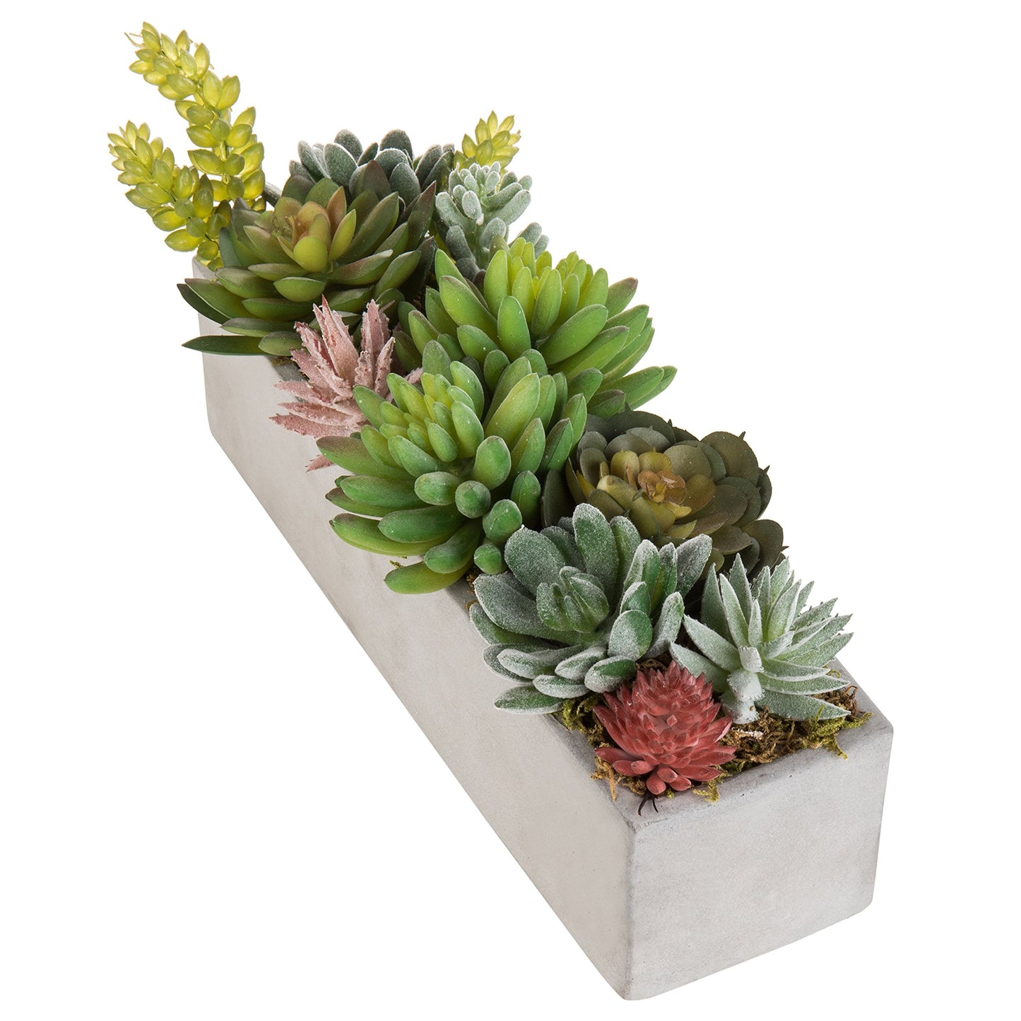 MyGift Faux Succulent Plant Arrangement in 12-Inch Gray Cement Pot