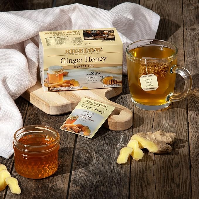 Bigelow Tea Ginger Honey plus Zinc, 18 Count (Pack of 6), 108 Total Tea Bags