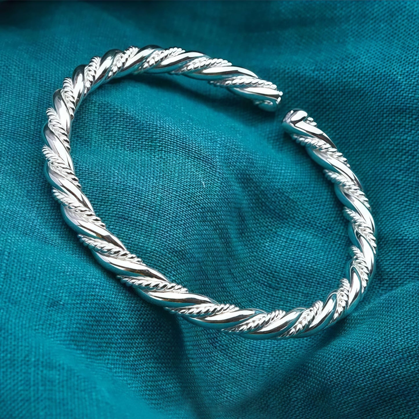 Handmade 925 Sterling Silver Bangle Bracelets For Women Twist Weave Bangle Bracelets Layered Braid Cuff Bangles Open Adjustable Bangle Bracelets For Women Minimalist Statement Bangle Christmas Gifts
