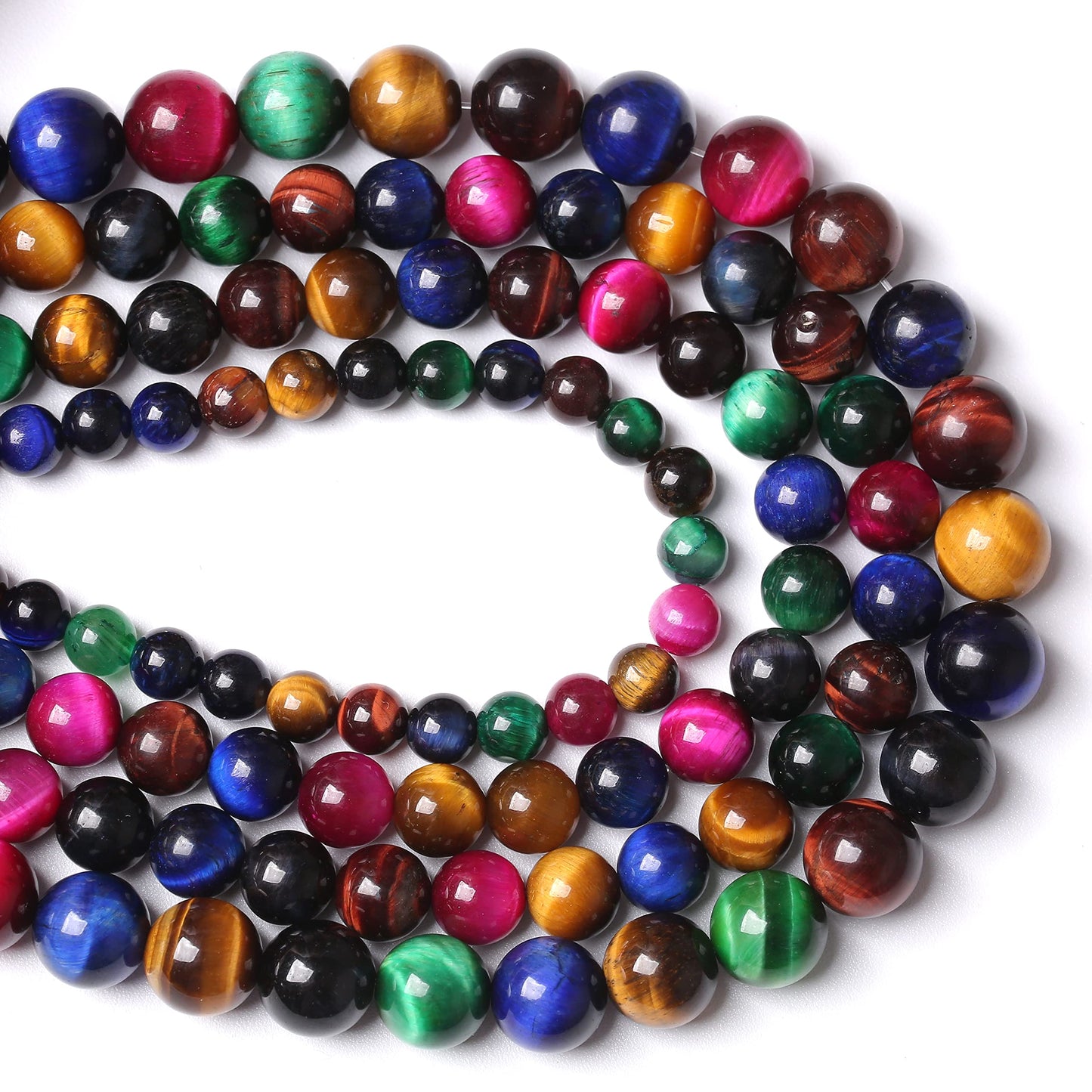 60pcs 6mm AAA Natural Colorful Tiger Eye Stone Beads Gemstone Round Spacer Loose Beads for Jewelry Making DIY Bracelet Necklace