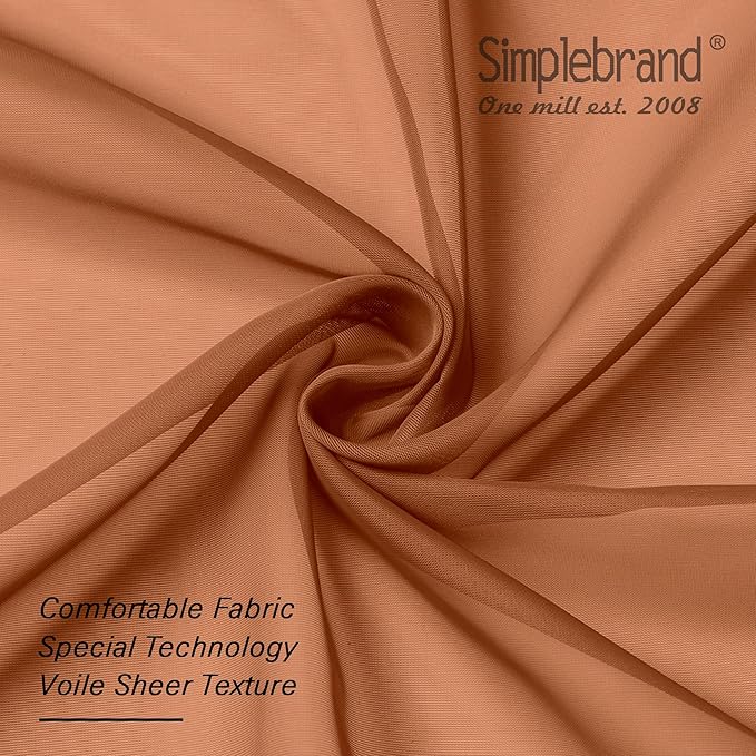 Simplebrand Orange Short Sheer Curtains 45 Inch Length for Small Windows, Rod Pocket 2 Panels Set Solid Voile Drapes Window Sheer Curtains for Bedroom Bathroom Kids Room Kitchen, 42x45 Inch, 2pcs