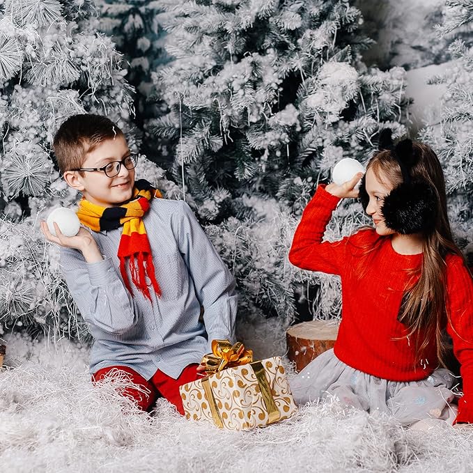 Elcoho 60 Pieces 2.8 Inch Kid Snow Fight Ball Indoor Artificial Snow Fight Ball Fake Winter Snow Toss Ball Set for Kid Christmas Winter Snow Games Party Supplies