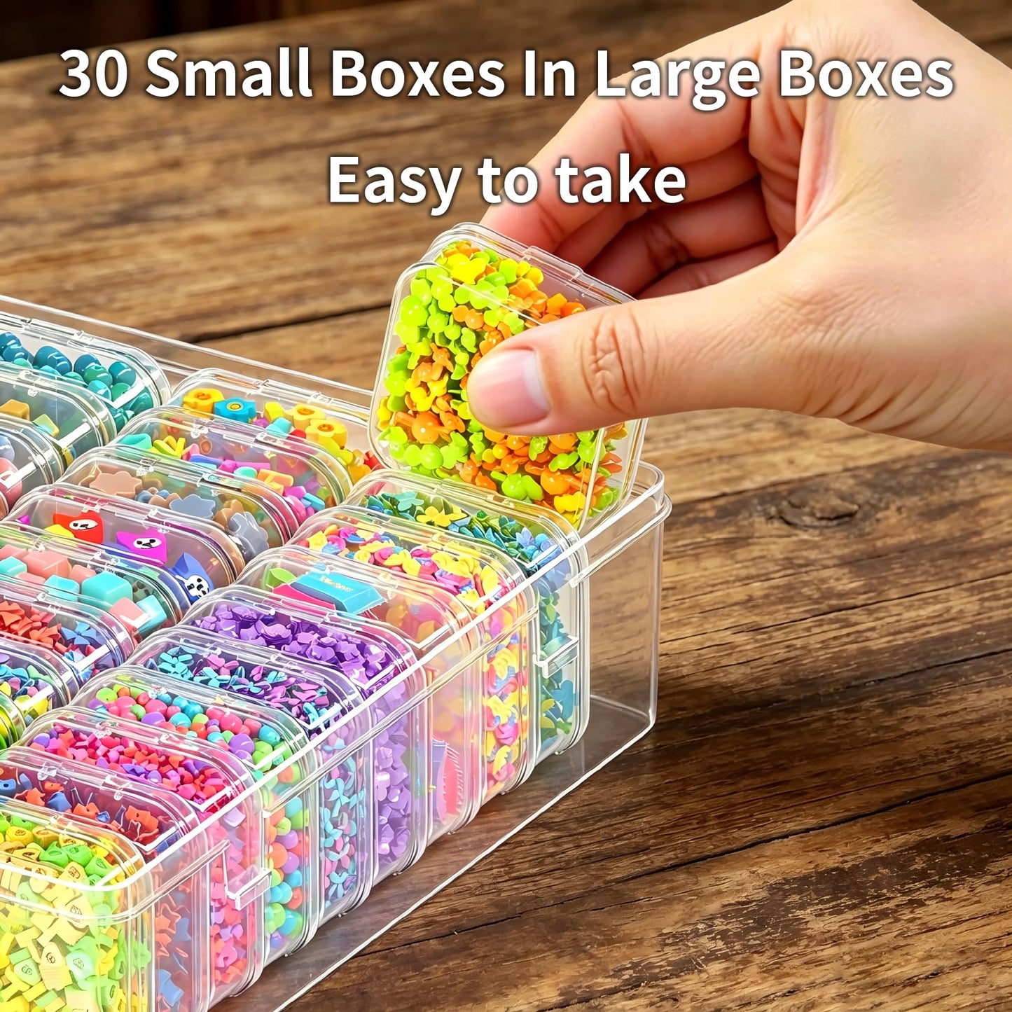VANSUNS Bead Organizer Box, 31 Pcs Clear Plastic Storage Containers with Hinged Lids Mini Boxes for Jewelry Making, Crafts, DIY, Seed, Small Parts