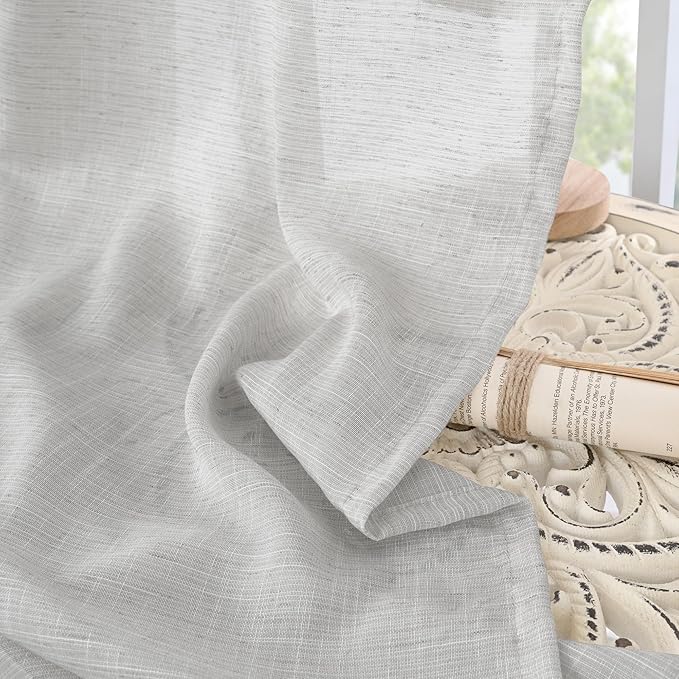 BGment Light Grey Linen Curtains 90 Inch Length for Living Room, Window Drapes Lightweight Rustic Country Textured for Bedroom Farmhouse Decor Rod Pocket, 2 Panels Set, 52 Inch Wide