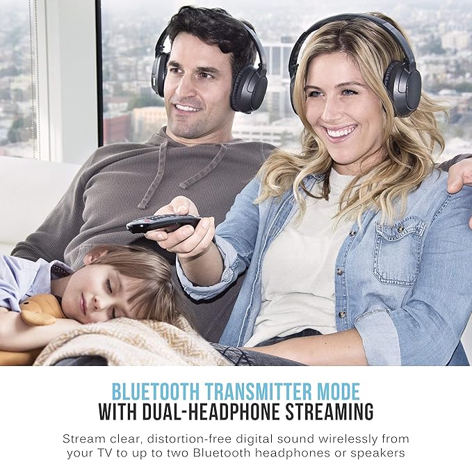 MEE audio Connect Hub Bluetooth Transmitter/Receiver with Audio Pass-Through for TV/Home Stereo with 3.5mm Jack/AUX/RCA/Optical Input; USB Multi-stream Bluetooth Adapter for Dual Headphones/Speakers