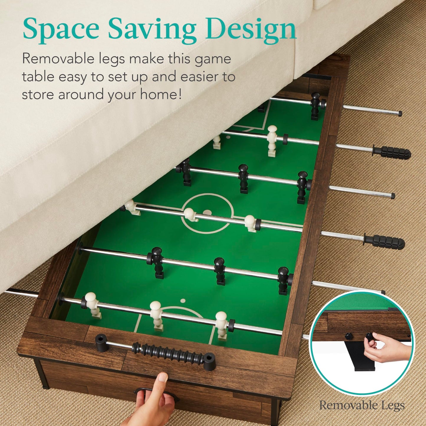 Best Choice Products 40in Tabletop Foosball Table, Compact Mini Arcade Table Hand Soccer for Kids and Adults, Home, Game Room w/ 2 Balls - Dark Wood