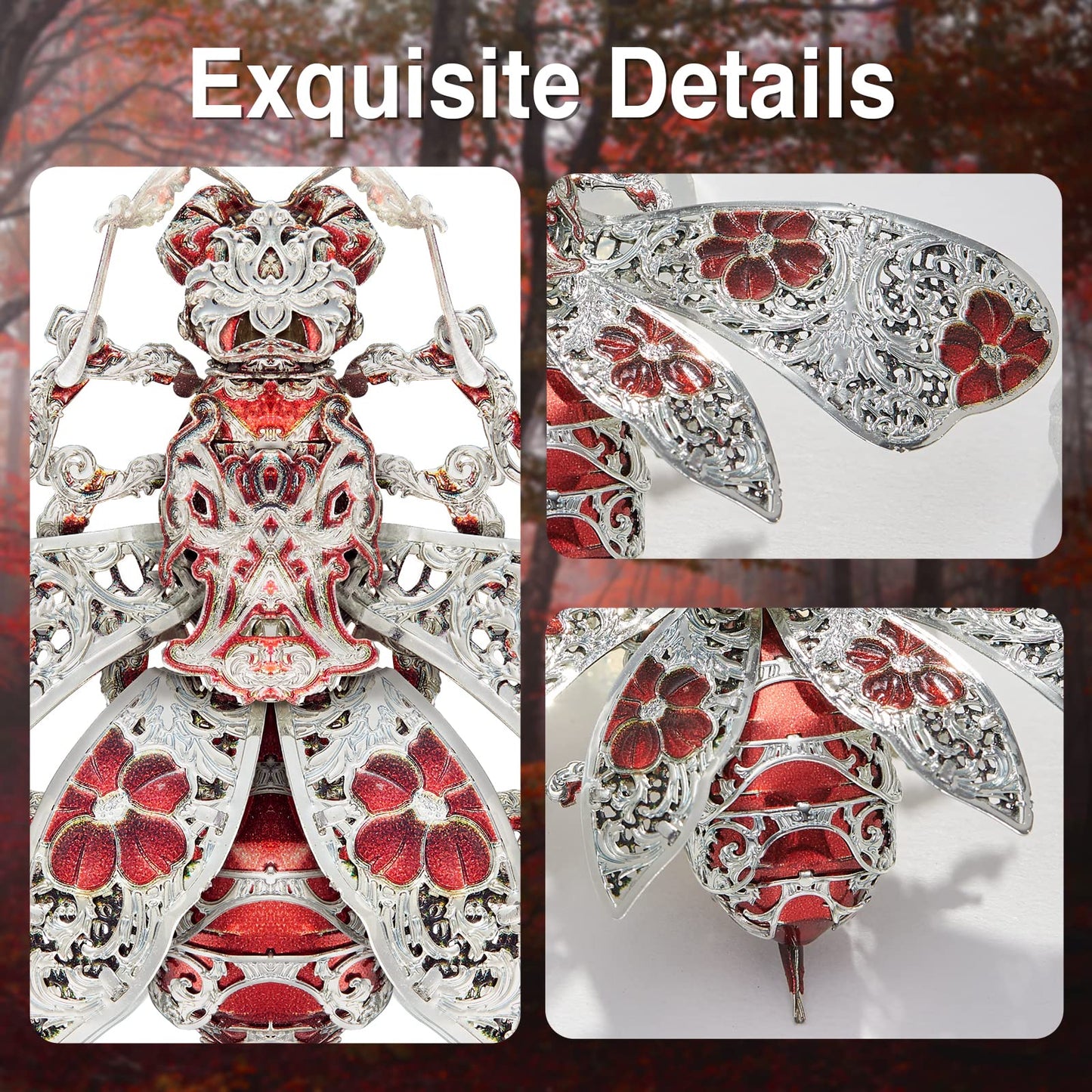 Piececool 3D Puzzles for Adults, Honey Bee 3D Metal Model Kits, Animal Model Building Kit for Stress Relief Insect Themed Fashion Brooch Assembling DIY Crafts