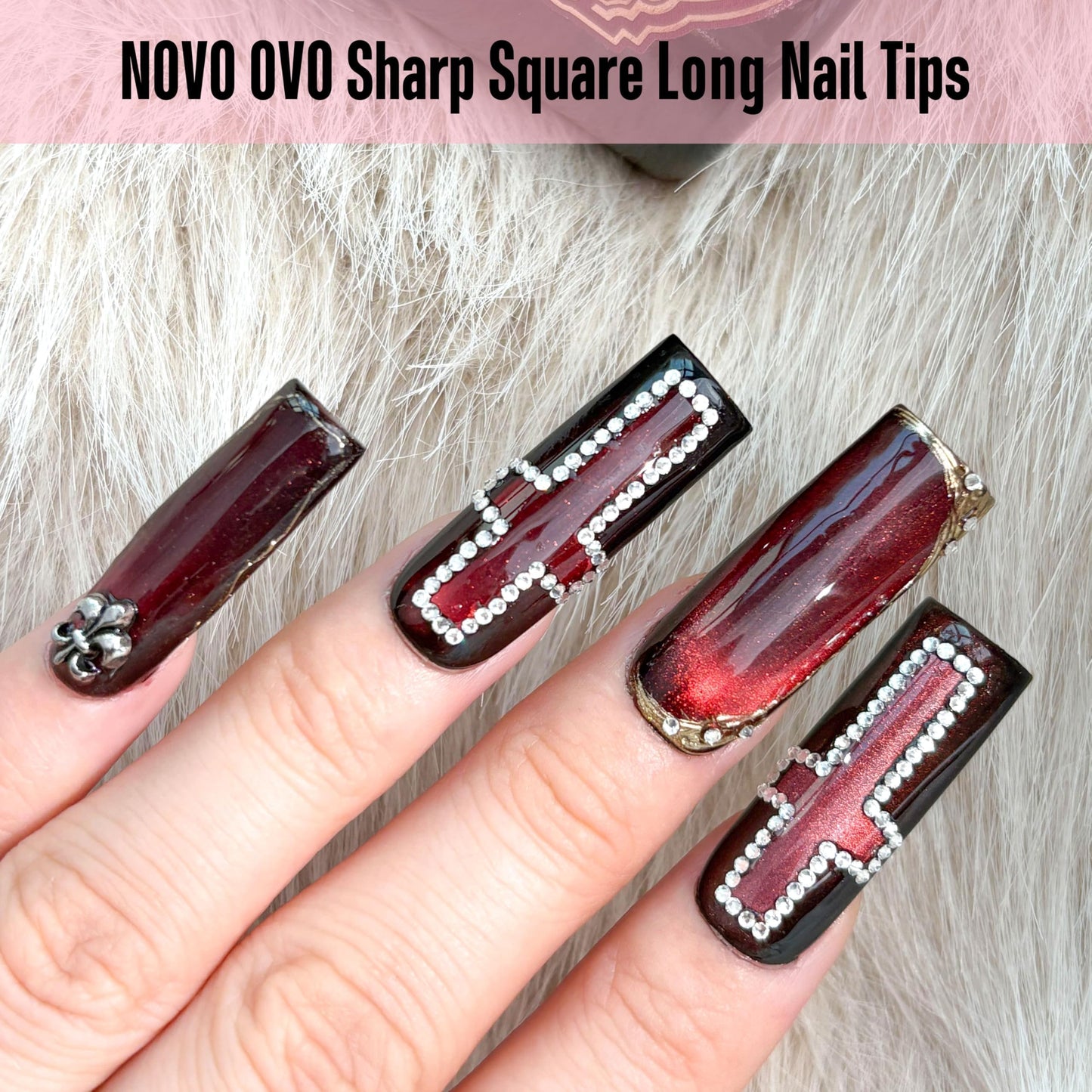 NOVO OVO Sharp Square Long Nail Tips Press on, Natural (Not Sculpted) No C Curve Soft Gel Double Matte Clear Fake Nail Extension,Full Cover False Nails for Salon DIY Manicure x 15 Sizes 180 pcs