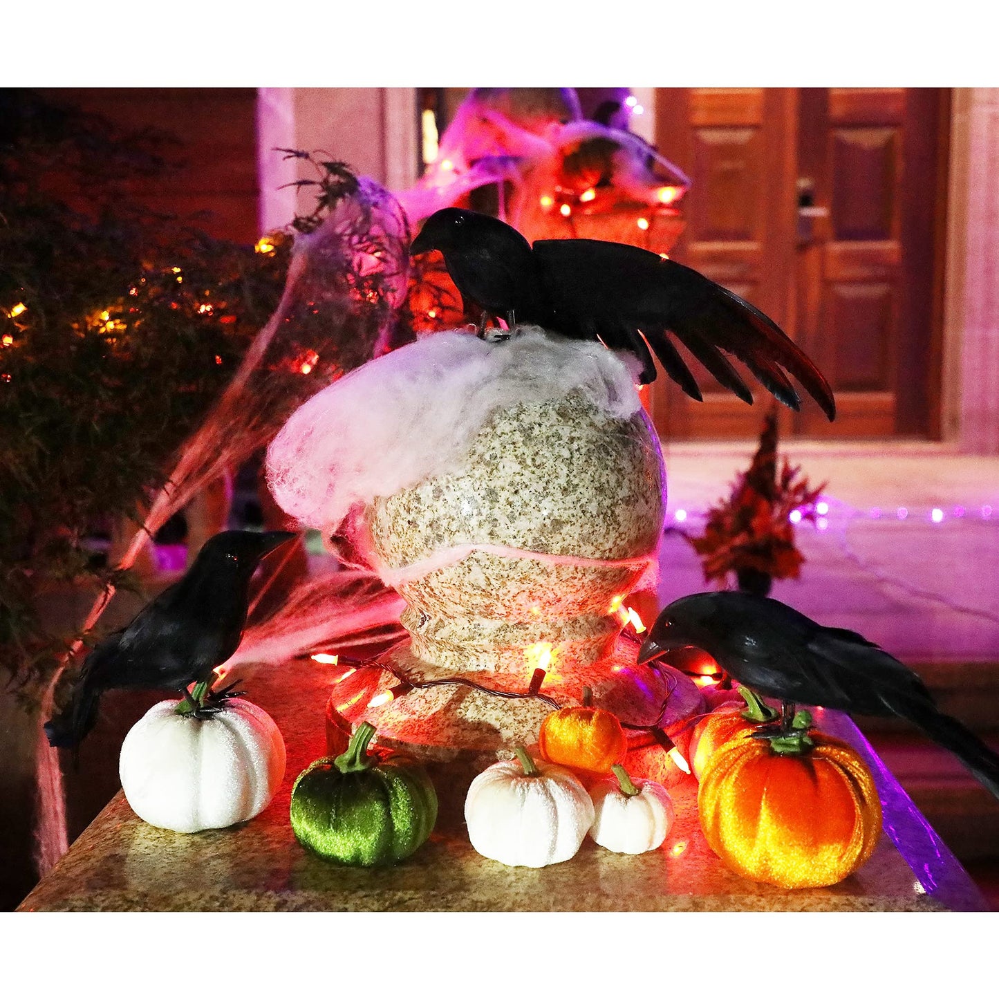 ATDAWN Halloween Birds, Black Feathered Crows, Realistic Looking Halloween Decoration Birds (3 Pack)