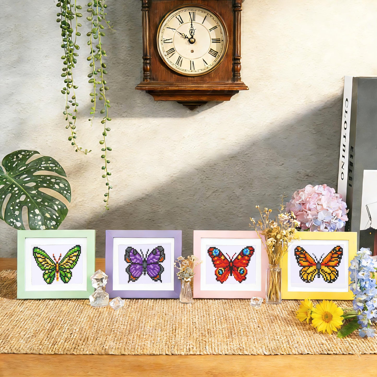 Apomelo 6pcs Diamond Art Painting Kits Butterfly Mini Diamond Art Kits for Adults Beginners, 5D DIY Round Drill Diamond Art Set for Home Wall Desktop Decor,6X8 inches