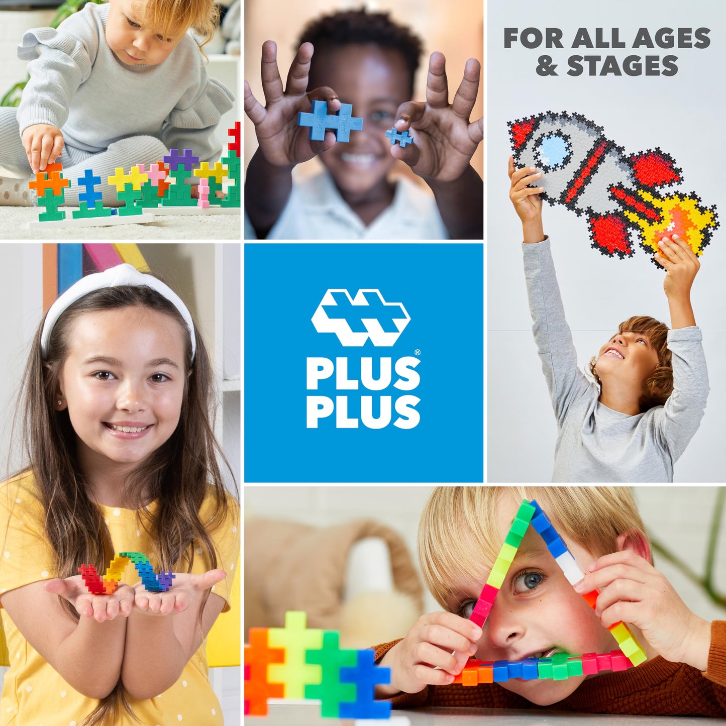 PLUS PLUS Hanukkah Building Block Kit, 3D Puzzle Stem Toy Set for Kids, 240 Mini Interlocking Pieces, Instructed Play Tube