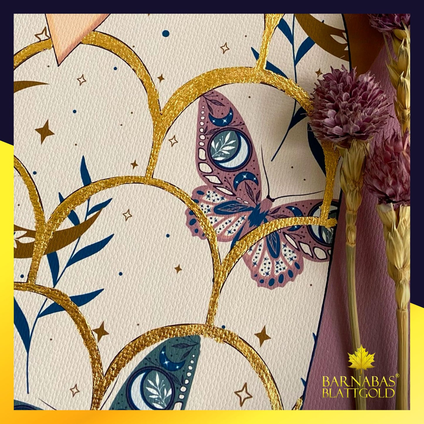 Barnabas Blattgold Gold Leaf - 23.75K Real Gold [20 Sheets, 3.1 inches] - Loose Sheets for Painting, Arts and Crafts