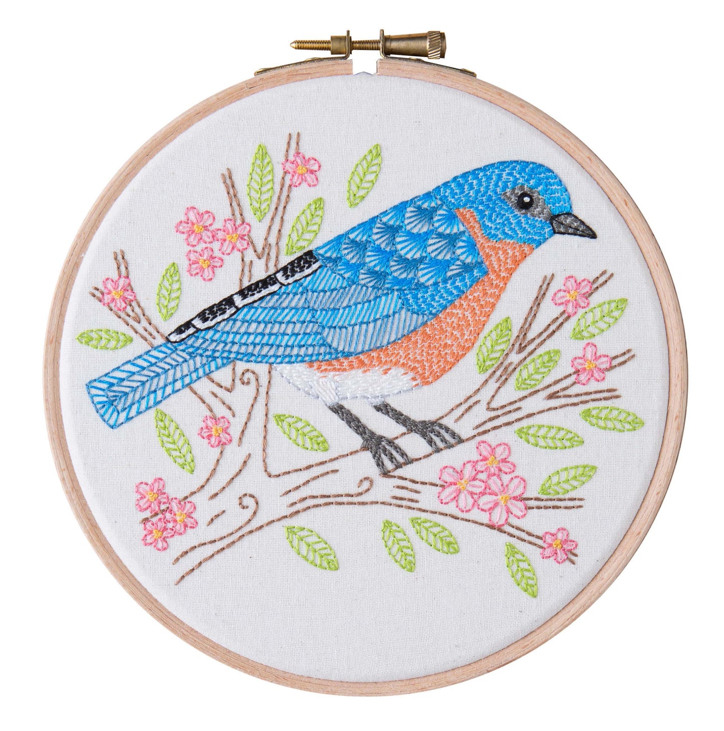 LEISURE ARTS Embroidery Kit 6" Blue Bird - Embroidery Kit for Beginners and Adults, Cross Stitch Kits with Patterns, DIY Starter Set for Seasonal Craft Projects