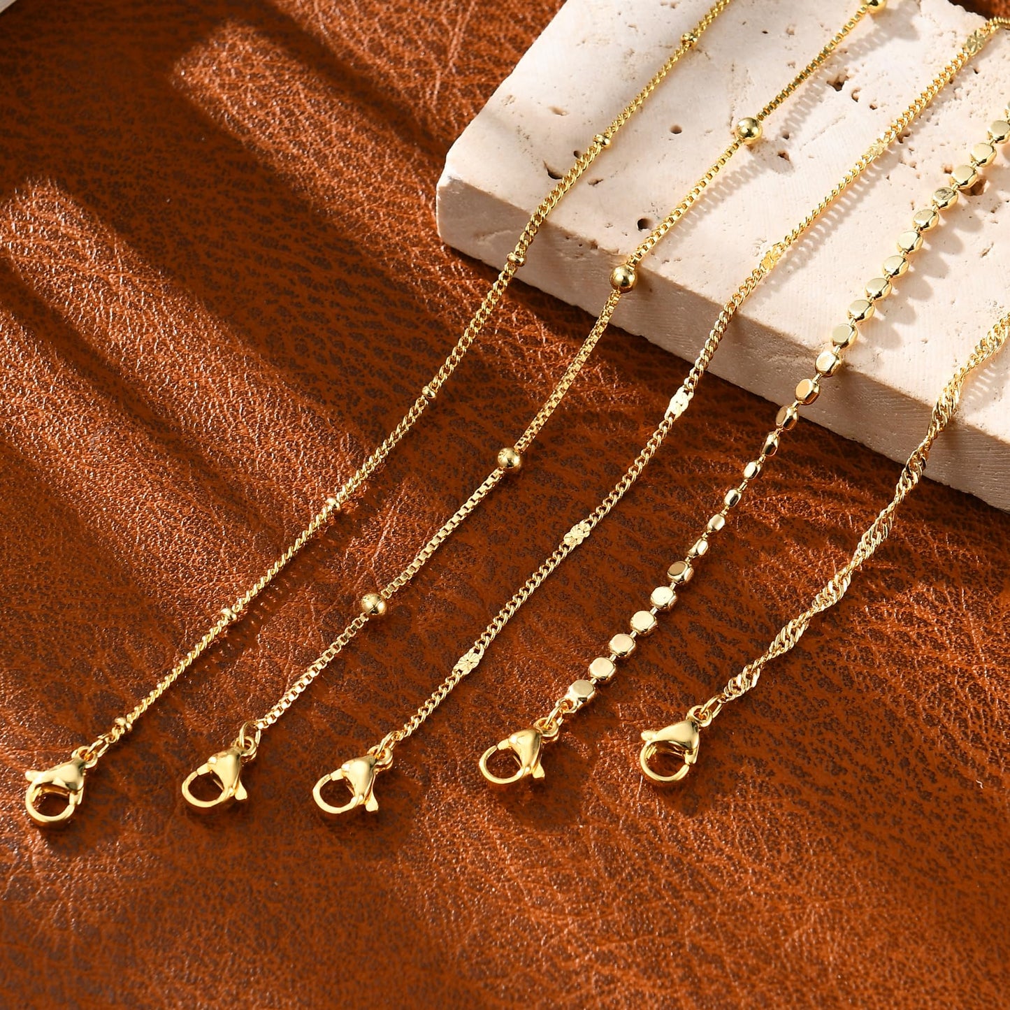 Striviio Gold Bracelets for Women, 14K Gold Plated Stackable Bracelet Stack Set Adjustable Charm Paperclip Chain Snake Link Layered Waterproof Jewelry Sets Gifts