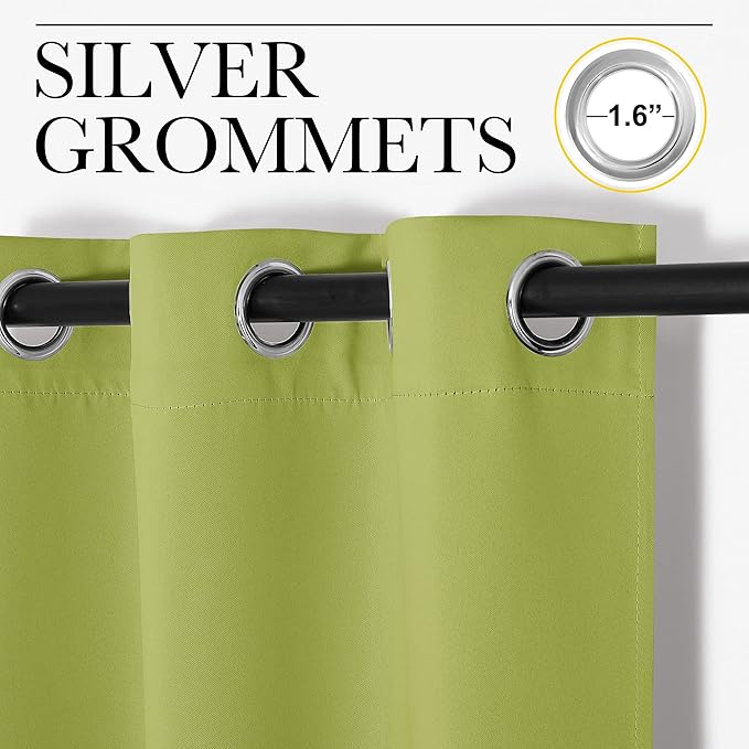 NICETOWN Blackout Curtain Panels for Loft, Thermal Insulated Window Decoration Blackout Draperies/Drapes (1 Pair, 34 x 45 inches in Fresh Green)