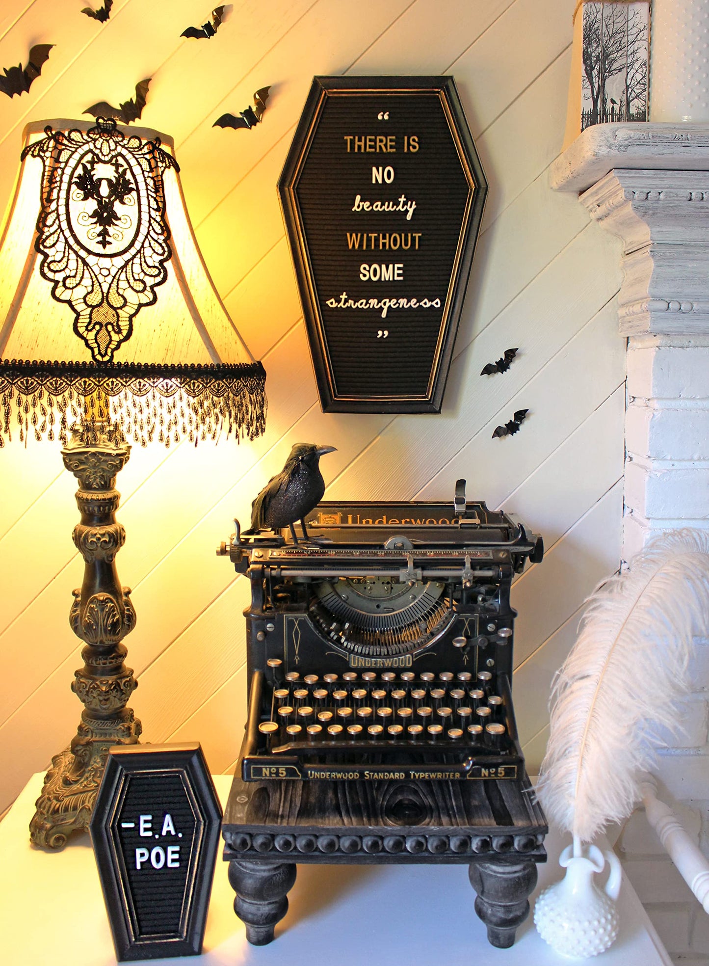 Coffin Letter Board Sign [Large and Mini Combo] - Witchy Decor Aesthetic, Gothic Home Decor Word Board With Letters Changeable Letter Board Sign Goth Room Decor Coffin Pin Board, Emo Room Decor Black