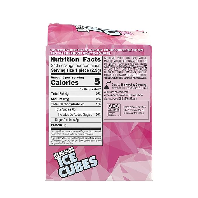 ICE BREAKERS Ice Cubes Bubble Breeze and Cinnamon Sugar Free Chewing Gum Bottles (6 Count, 40 Pieces)