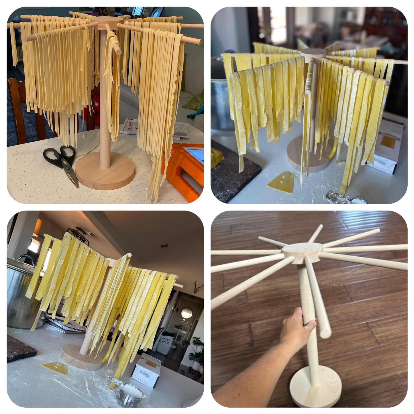 Pasta Drying Rack, Large Wood Pasta Rack Collapsible for Fresh Pasta Noodle Spaghetti Dryer Hanger Stand