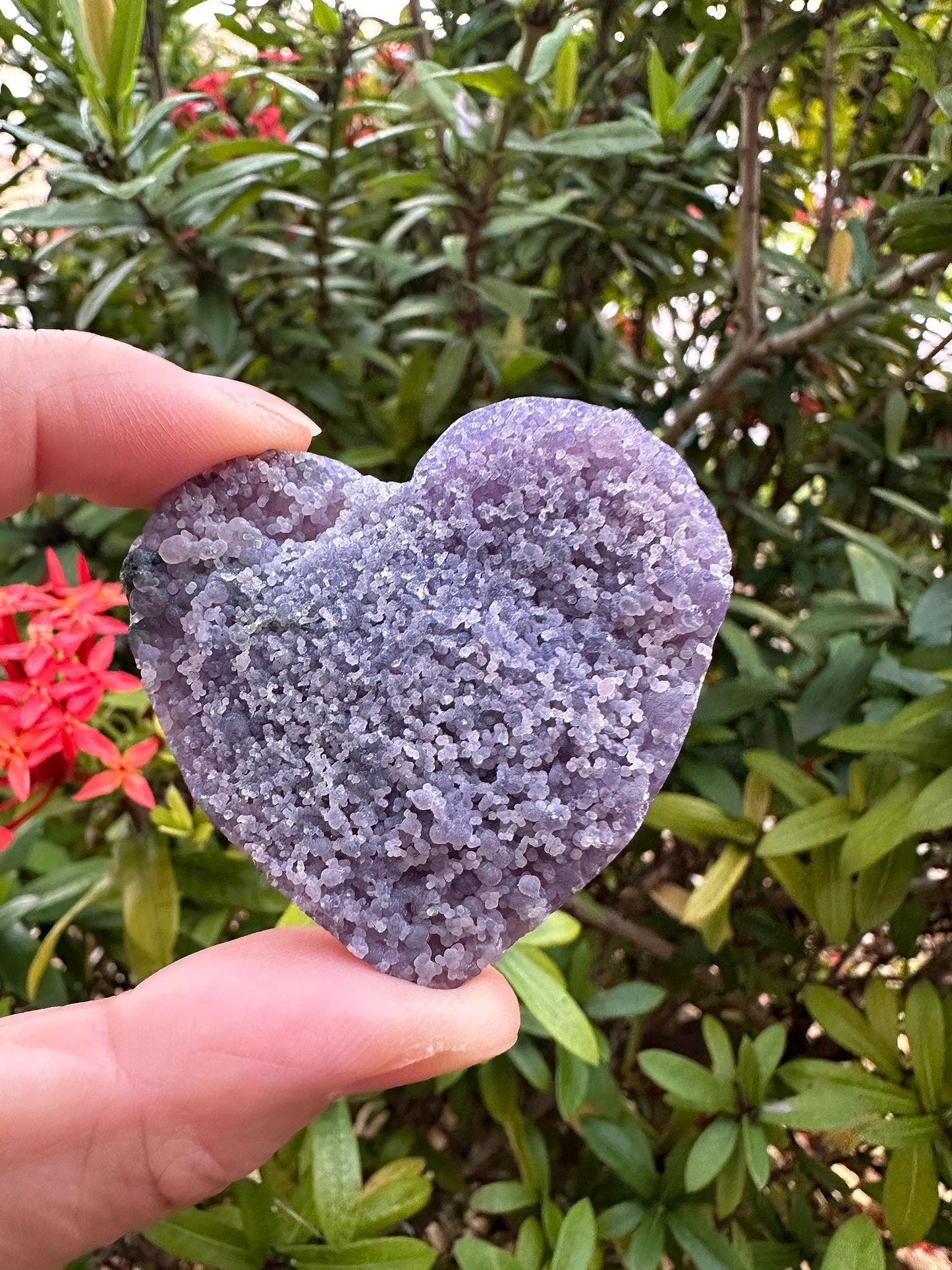 GAF TREASURES Grape Agate Gemstone Hearts, Polished Grape Agate Puffy Hearts, Grape Agate Crystal Palm Stone, Grape Agate Healing Crystal Hearts (1 Heart)