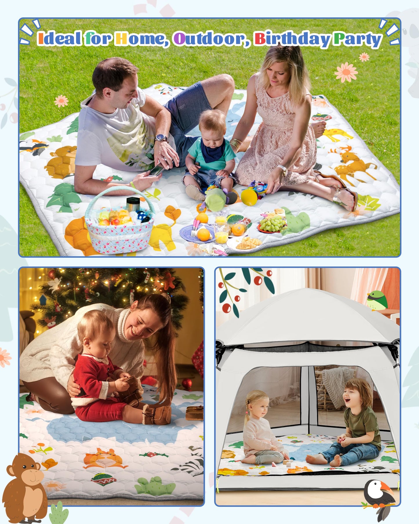 Funsland Playpen Mat Compatible with Funsland Baby Playpen Pop-up Tent - Soft Non Slip Pentagonal Play Mat