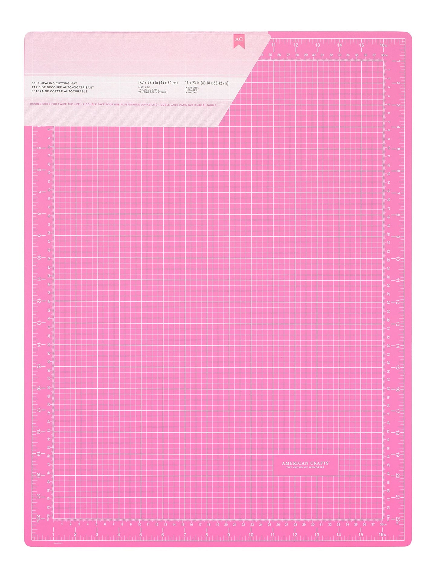 Pink Double-Sided Self-Healing Cutting Mat-18"X24"