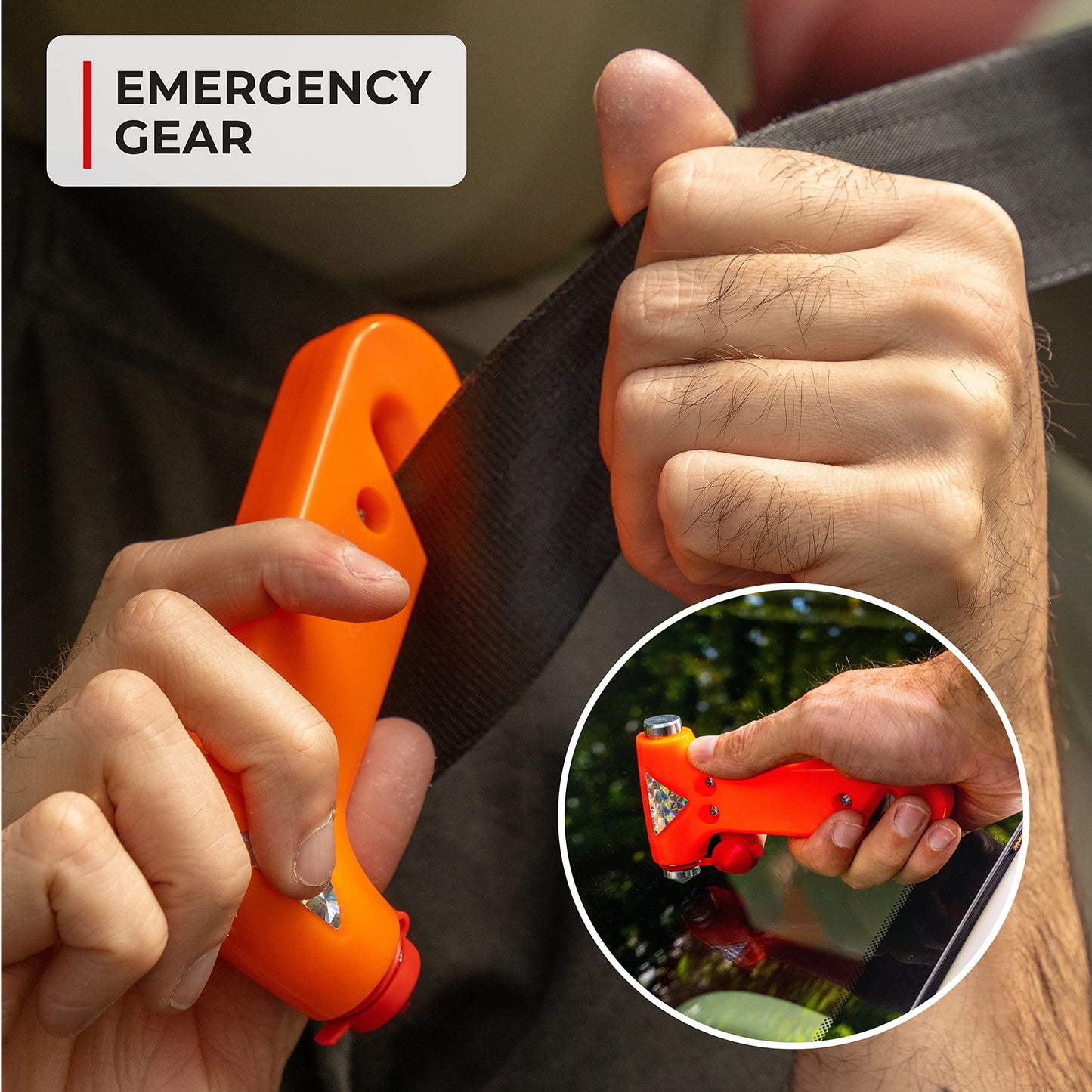 Thrive Car Emergency Kit & Roadside Emergency Car Kit - 104-Piece Set, Red Canvas Bag, Universal Fit - Jumper Cables, Escape Hammer & Tire Gauge - Road Trip Essentials & Emergency Supplies