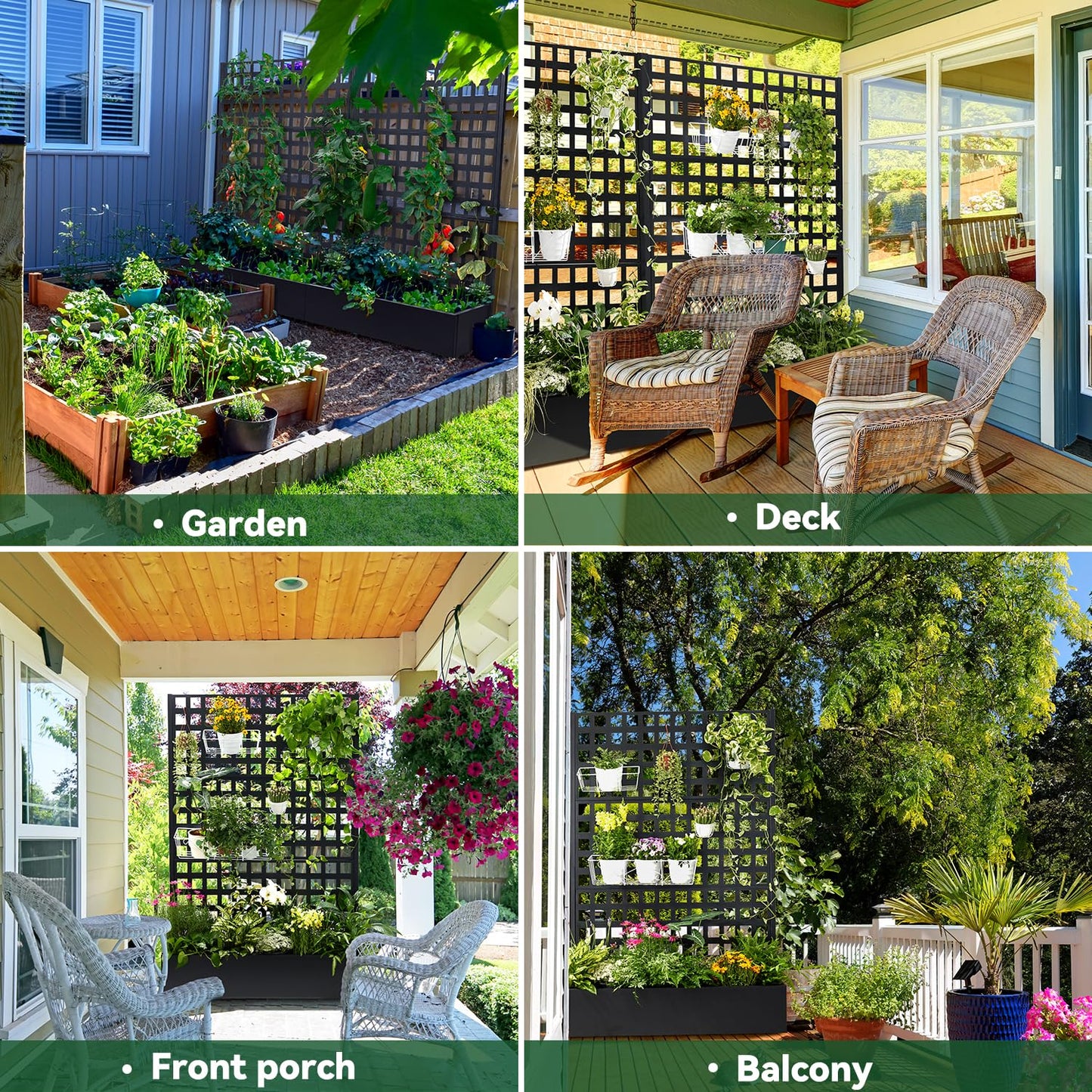 Metal Planter Box with Trellis, 71"x47"x16" Raised Garden Bed Outdoor with Privacy Screen & Lattice Trellis & Lockable Casters, Vertical Garden Box with Drainage Hole for Climbing Plants, Vegetable