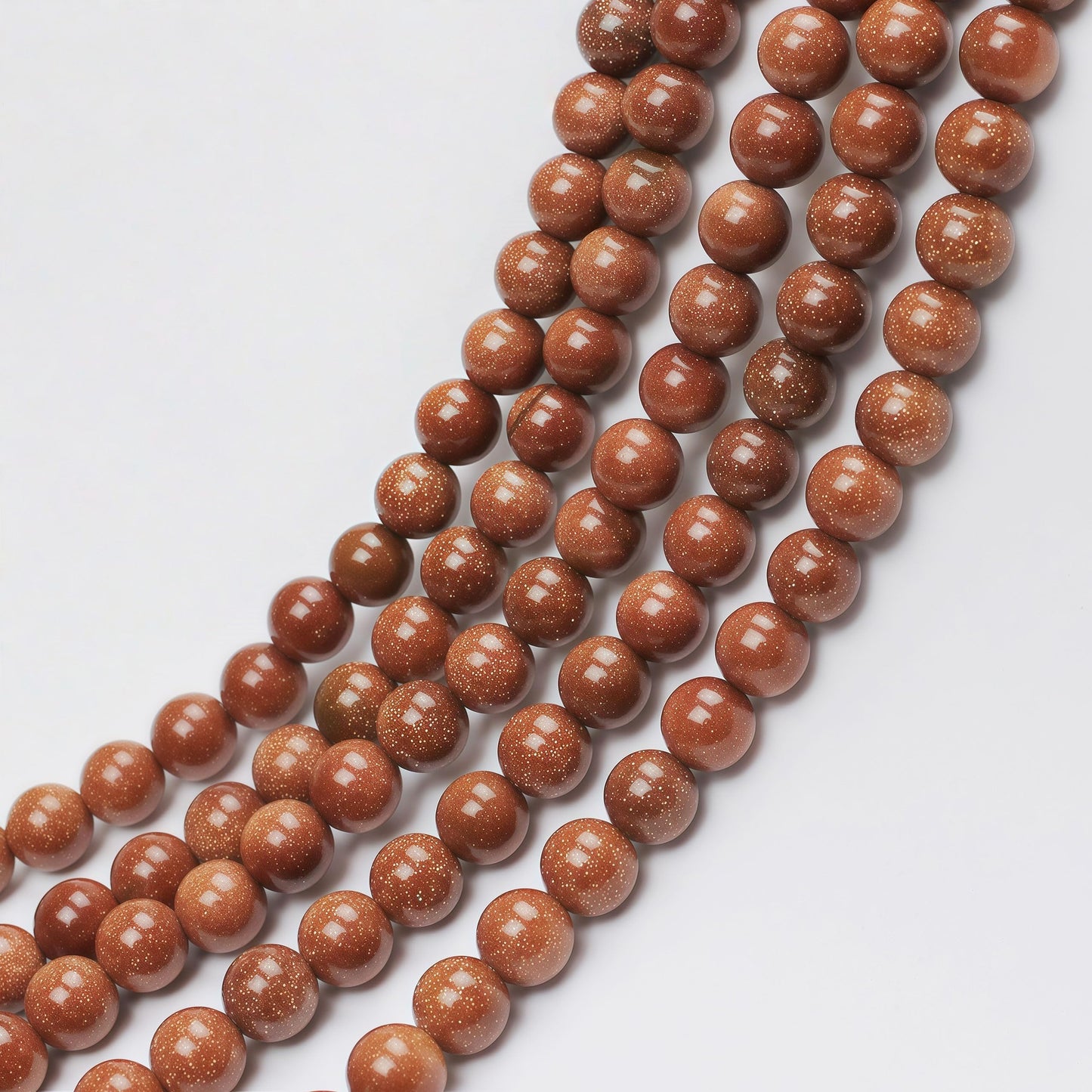MJDCB AAA Natural Gold Sand Gemstone Loose Round Beads Spacer Beads for Jewelry Making (6mm)