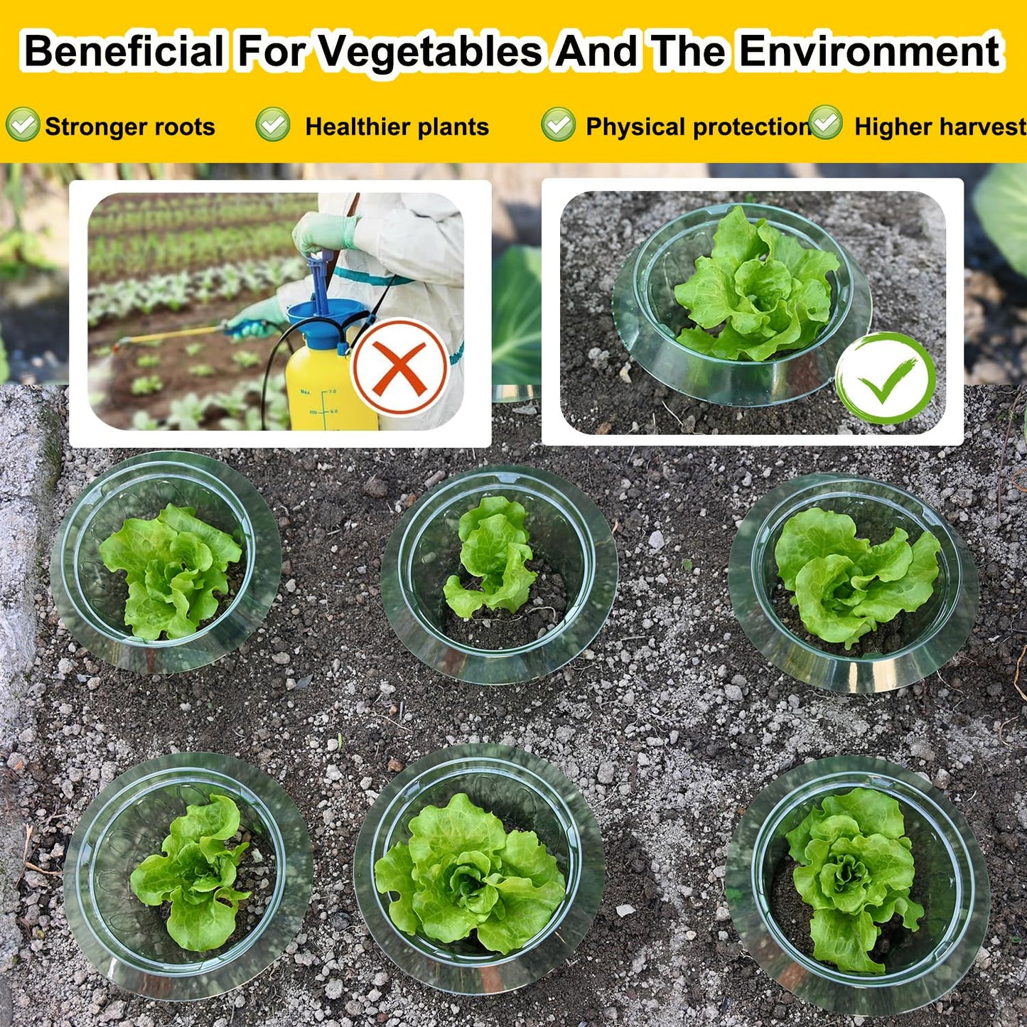 Slug Collars and Garden Cloches Set，Provides Effective Protection Against Snails for Your Salad Plants and Others Plants.(15 Pack)