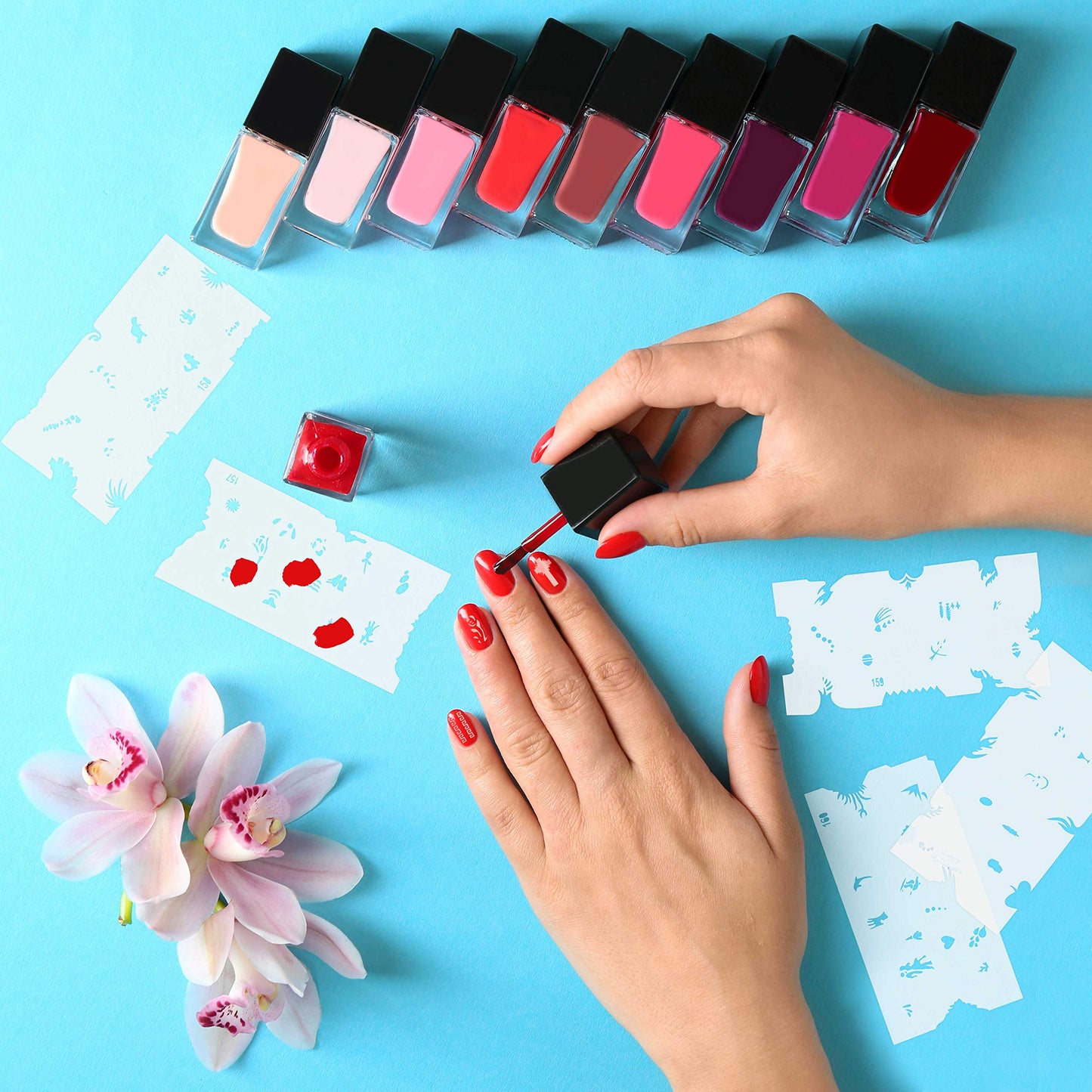 Custom Body Art Airbrush Nail Stencils - Nail Art Stencils Set #8: 320 Unique Designs from 20 Individual Templates