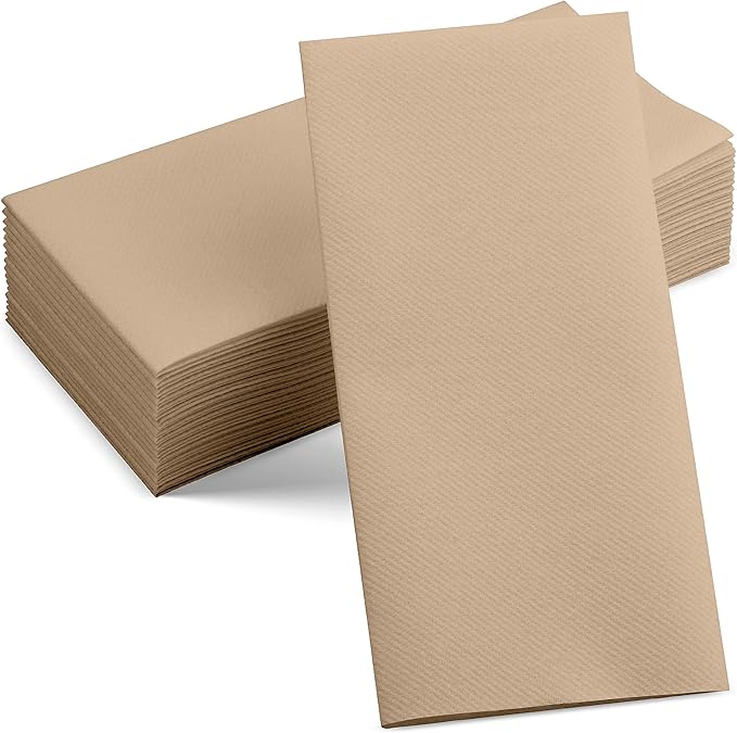 50-Pack Disposable Linen-Feel Wood Napkins, 12" x 17" Cloth-Like Paper Dinner Napkins For Wedding, Bathroom, Party Or Event
