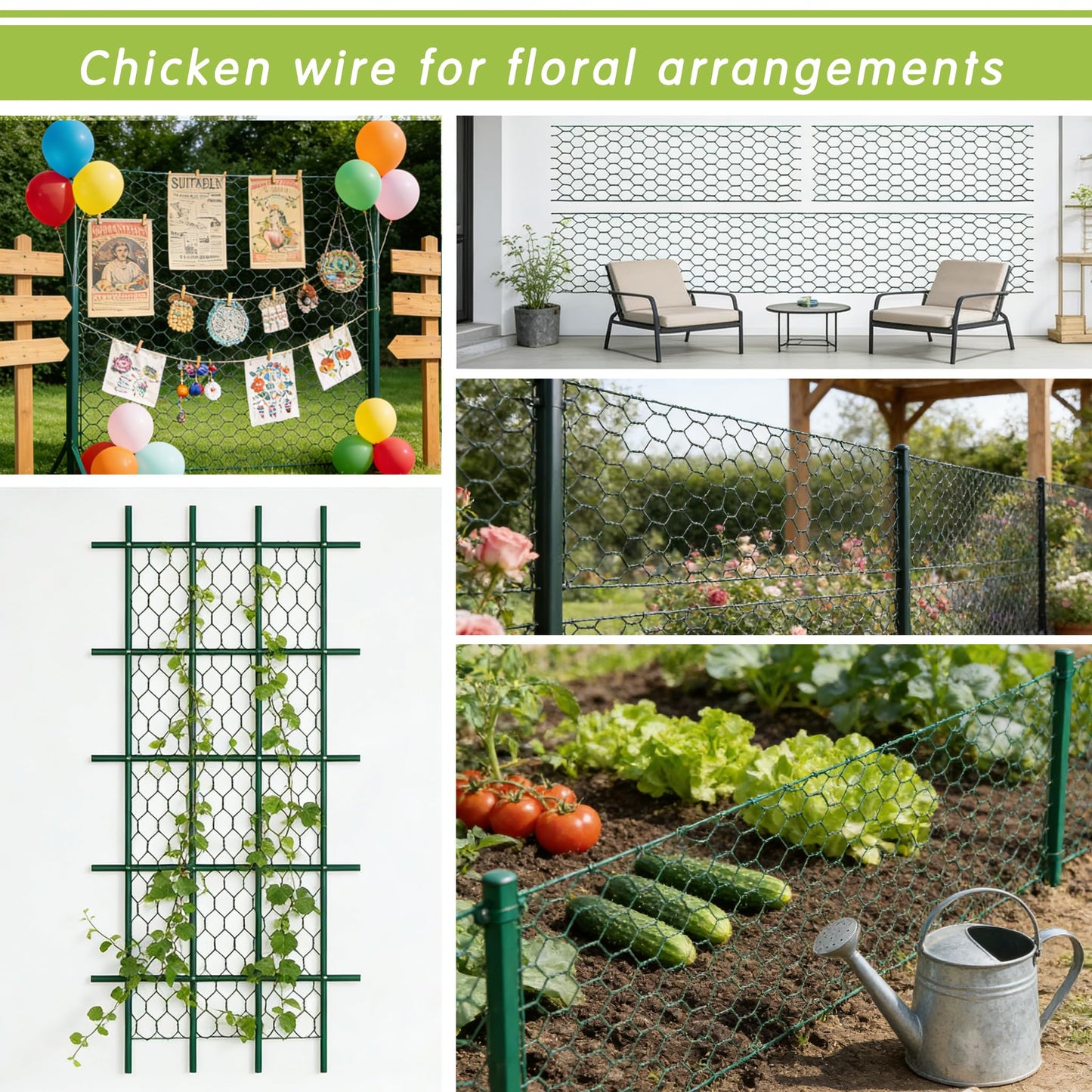 Floral Chicken Wire for Floral Arrangements for Reinforce Chicken Wire Fencing 15.7 x 157 Inch Hexagonal Galvanized Mesh Fence Includes Gloves Ties & Cutter
