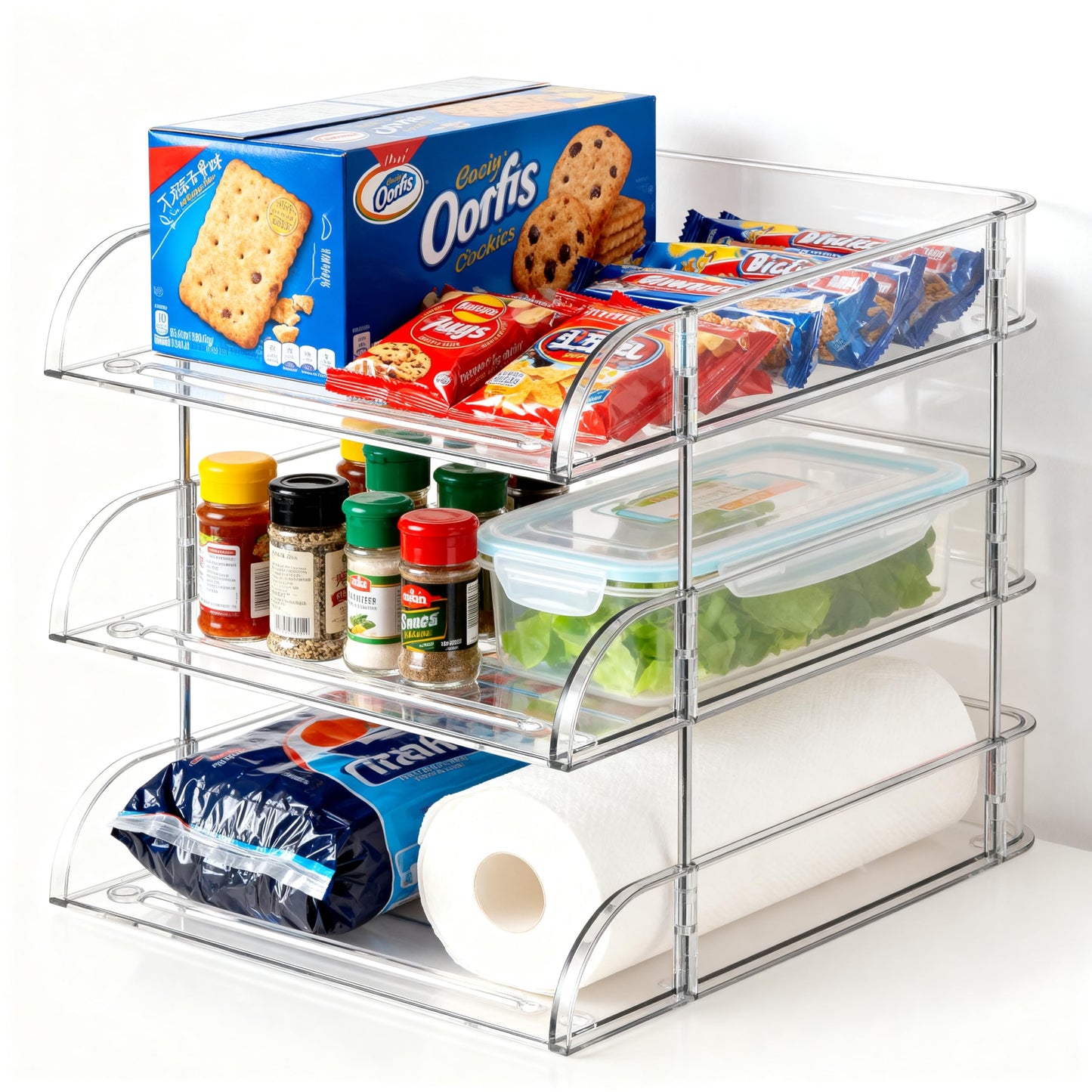 Desk Organizer and Storage,3-Tier File Paper Tray Organizers,Stackable Clear Desktop Organizer for Documents,Book Magazine Storage,Office Supplies (Clear,3 Pack)