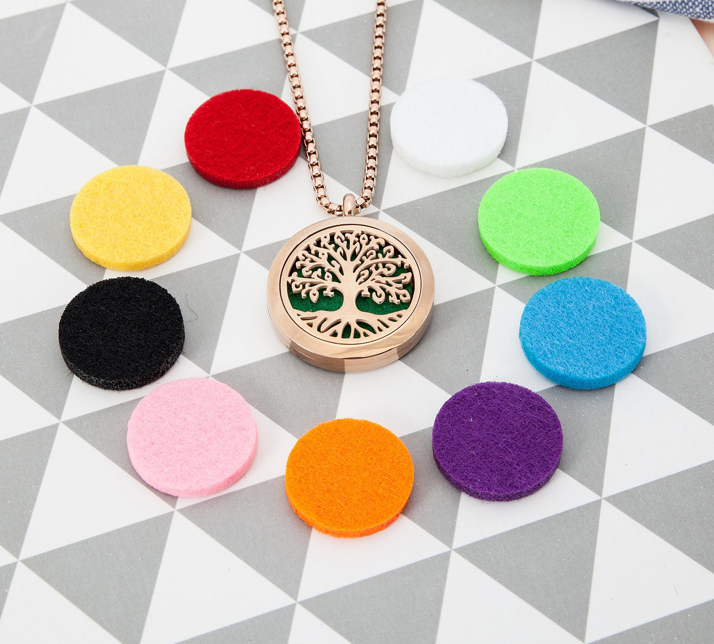 Aromatherapy Essential Oil Diffuser Necklace 316L Stainless Steel Locket Pendant with 24 Inch Chain(Rose)