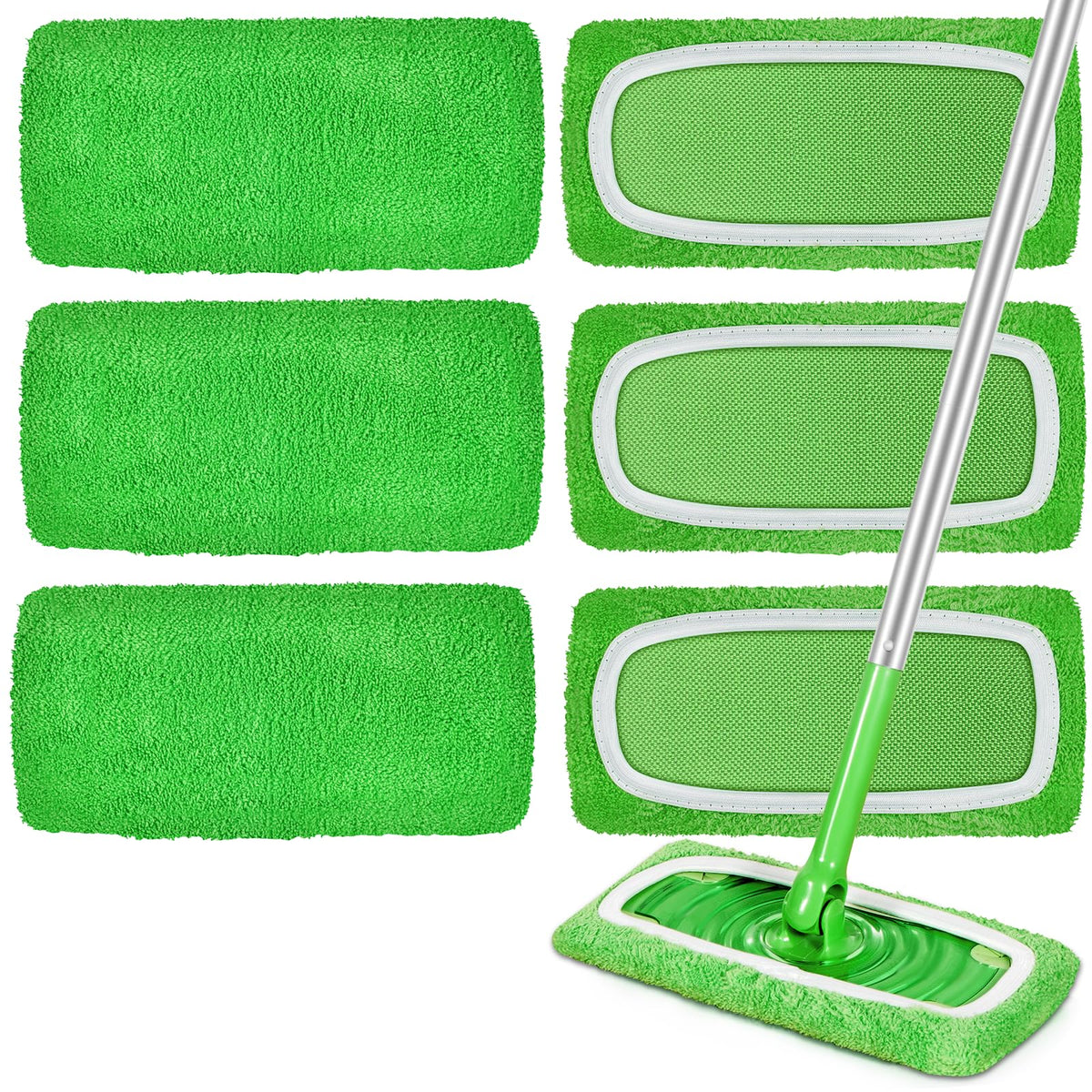 6 Pack Reusable Microfiber Mop Pads for Swiffer Sweeper Mop (6 Count)