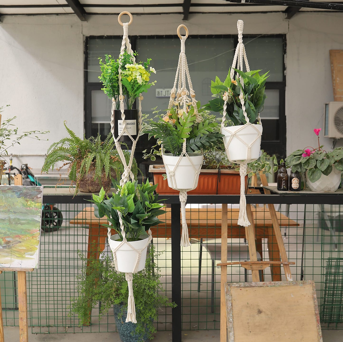 MAOQIAN 3 in 1 Macrame Kit for Beginners, 3mm x 220yards Cotton Macrame Cord, 3 DIY Macrame Plant Hanger Kits for Adults with Instructions Macrame Supplies Best for Macrame Plant Hanger Kit