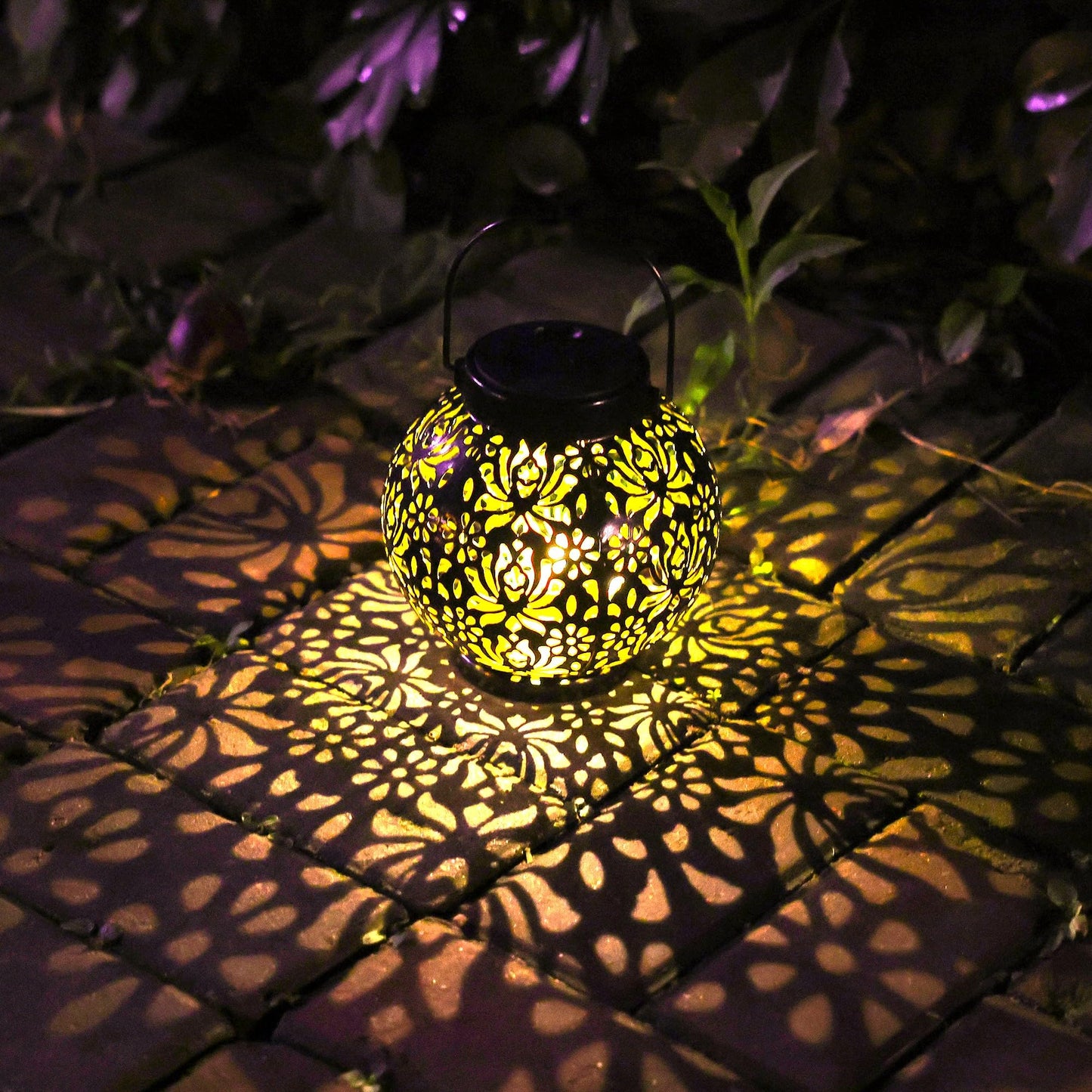 LUZ DEL Gifts 2 Pack Solar Lanterns Outdoor Gifts, Garden Decor Elegant Rose Pattern, IP44 Waterproof Hanging Solar Lights Outdoor Decorative for Garden, Patio, Pathway, Yard, Porch - Ideal Gift