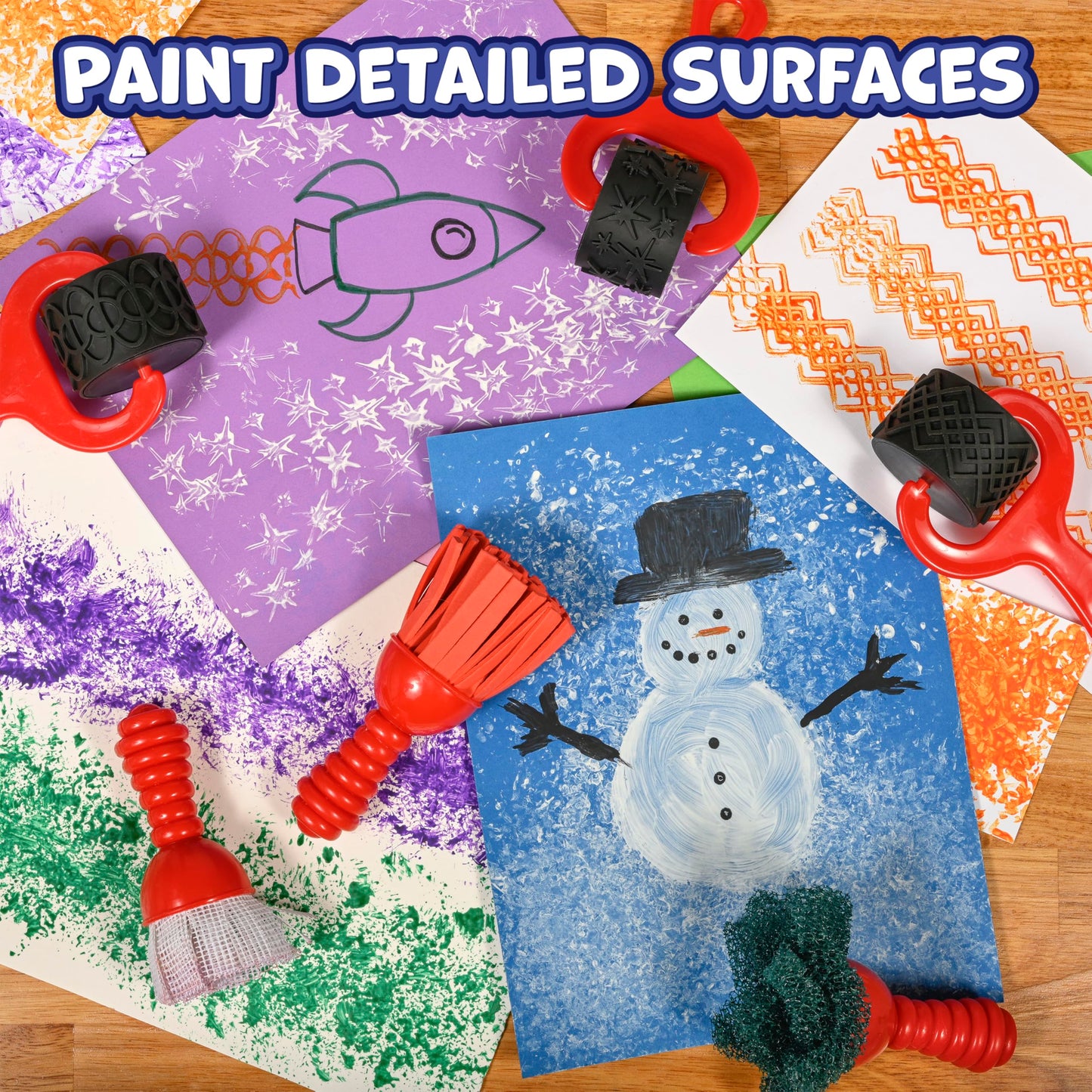 READY 2 LEARN Smudge ‘N’ Roll Paint & Dough Tools - Paint Brushes for Toddlers - Playdough Rollers - Dough Tools for Kids - Art Supplies for Toddlers 1-3