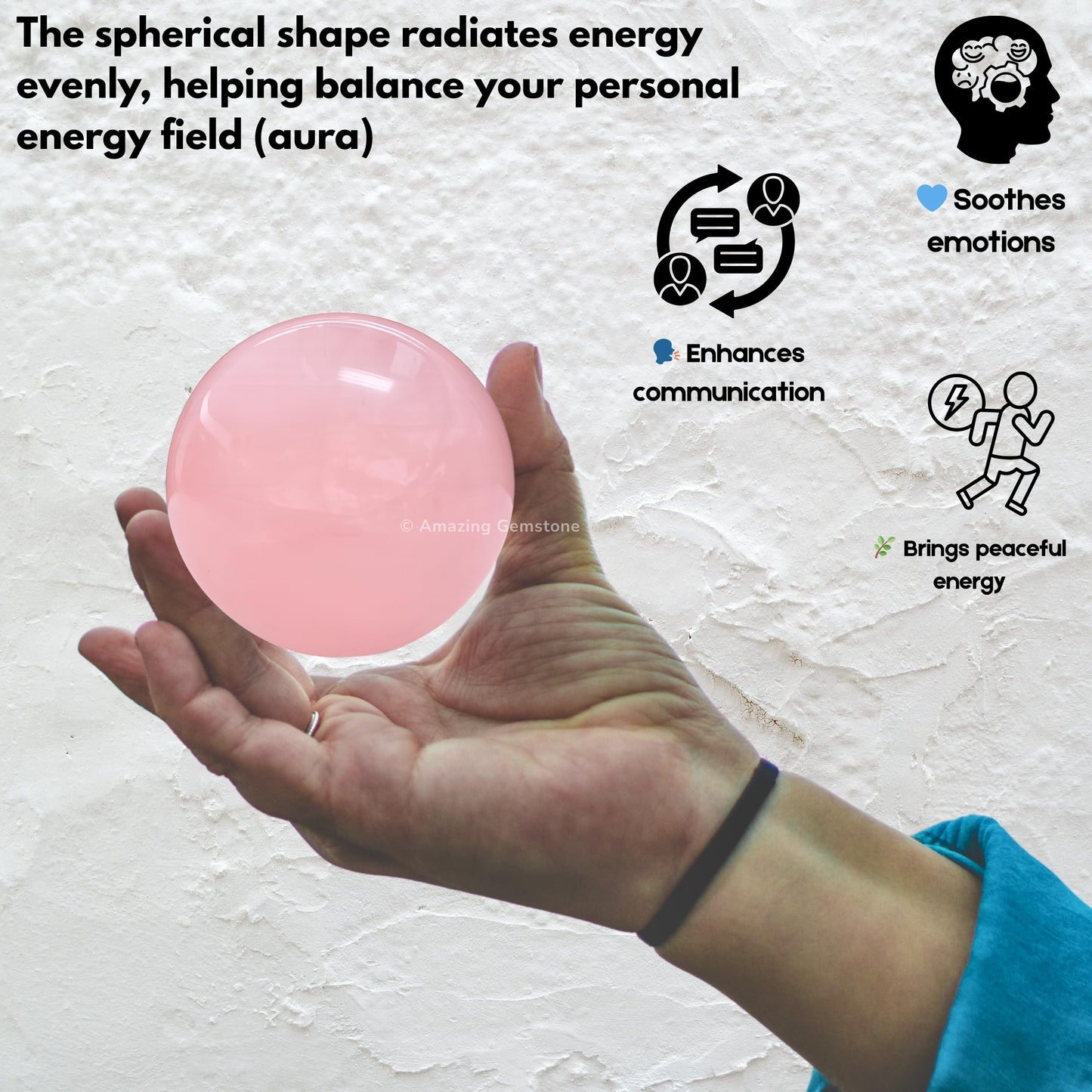 Amazing Gemstone Rose Quartz Crystal Ball with Stand - 2 Inches Crystal Sphere Meditation Balls for Witchcraft and Decorative Balls