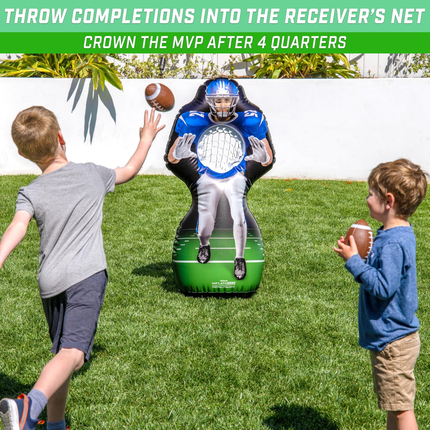 GoSports Football Toss Game for Kids - 4 ft Inflatable Receiver Touchdown Toss Game