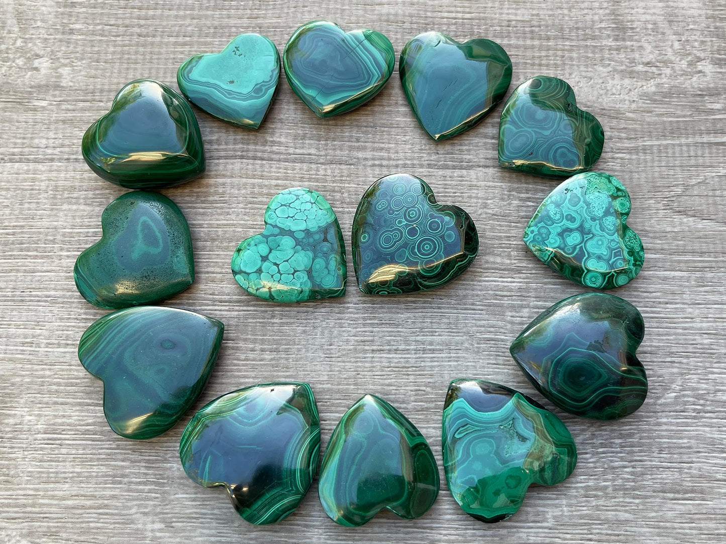 Malachite Gemstone Hearts, Polished Malachite Puffy Hearts, Malachite Crystal Palm Stone, Malachite Healing Crystal Hearts (1 Heart)