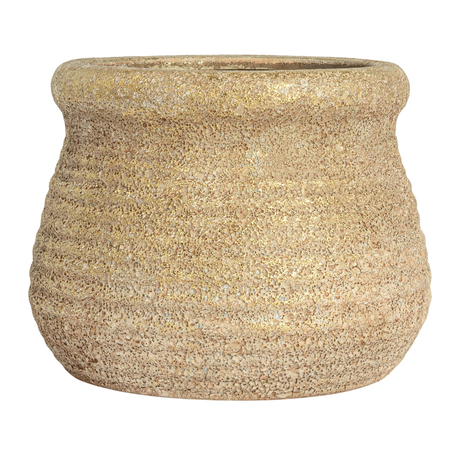 Creative Co-Op Round Volcano Terra-Cotta Planter, Gold