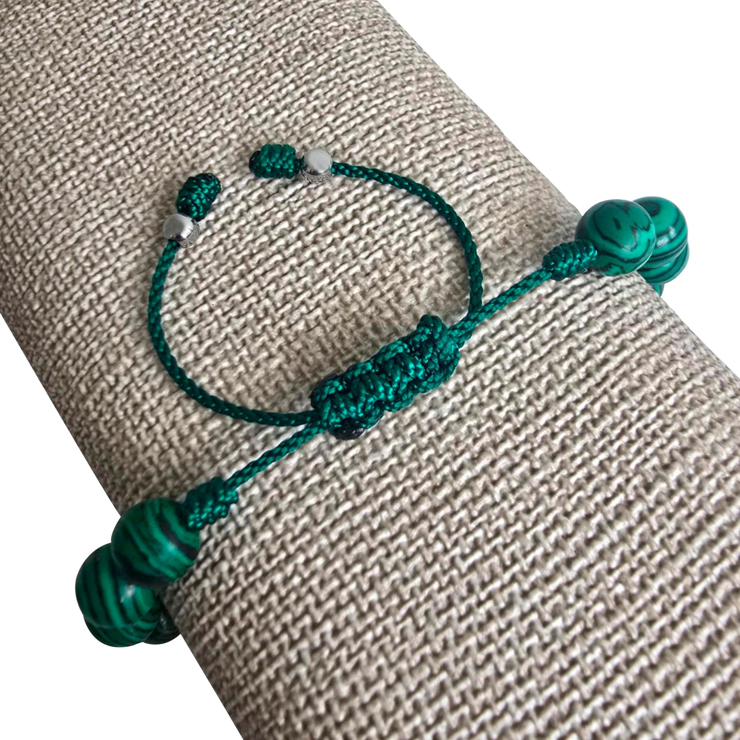 Sabeli Handmade Bracelets Real Natural Stones Healing Protection Focus 8mm Bead Adjustable Macrame Women Men Gemstone Gift (Malachite)