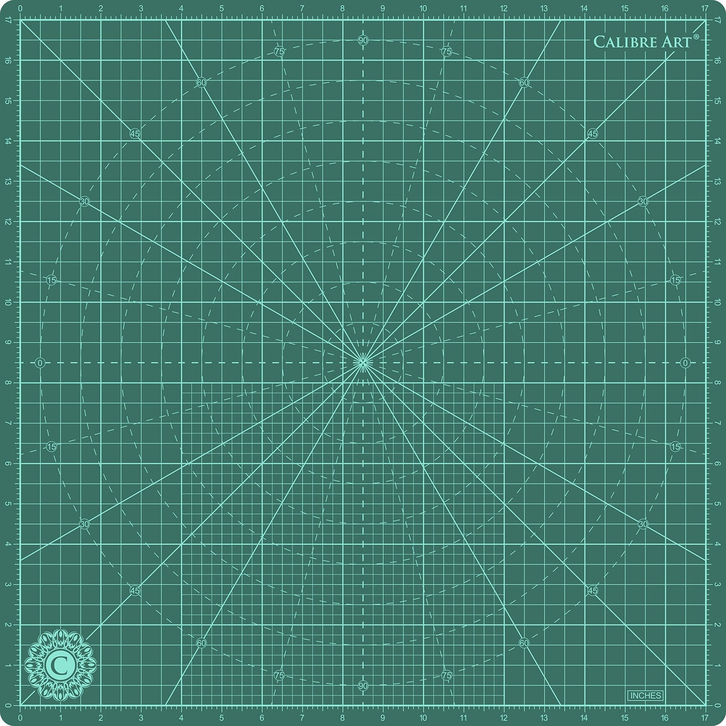 Calibre Art Self Healing Rotating Cutting Mat 18x18 (17" Grid), Perfect for Quilting & Art Projects