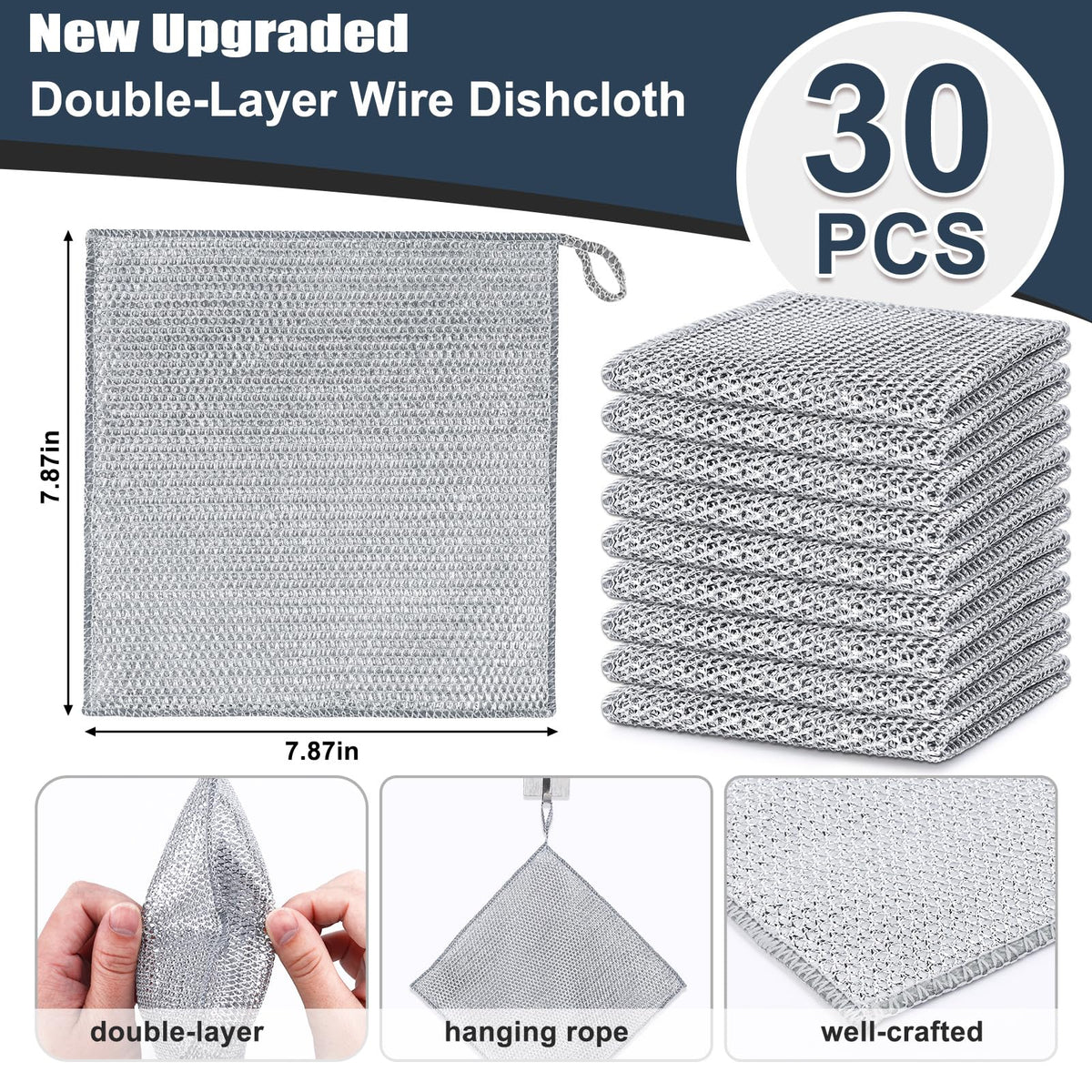 30 Pcs New Upgrade Steel Wire Dishcloth (30 Count)