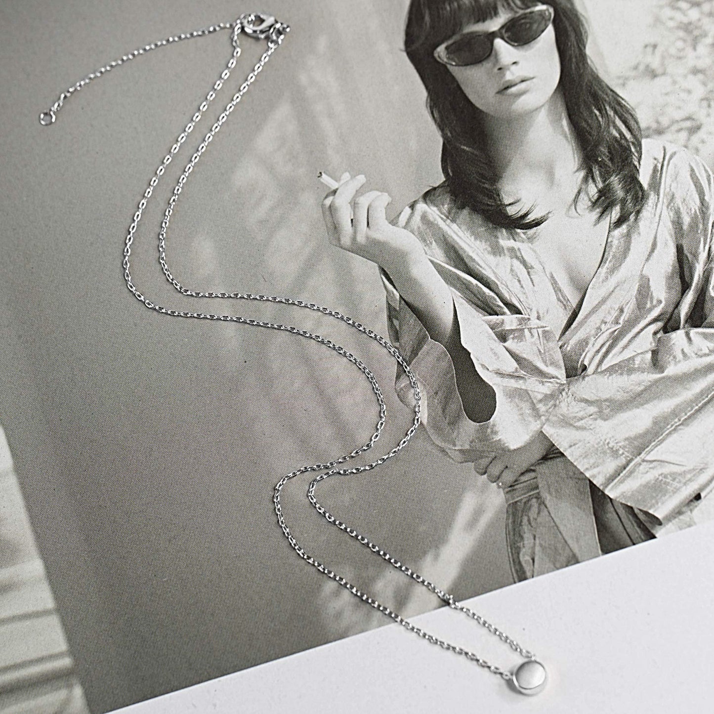 PAVOI Rhodium Plated Tiny Dot Necklace Round Circle Pendant Necklace | White Gold Necklaces for Women