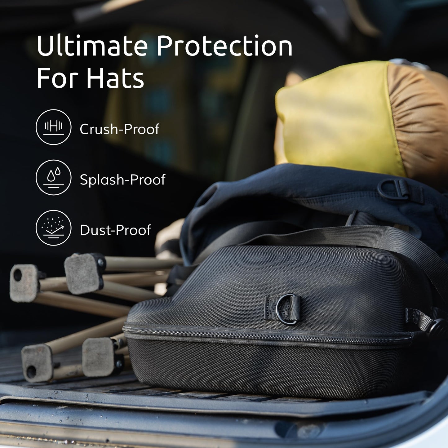 OZUECCR Hard Hat Travel Case – Storage for Baseball Caps with Carrying Handle and Adjustable Shoulder Strap, Hat Organizer Protects up to 6 Hats, for Travel and Home Storage (Black)